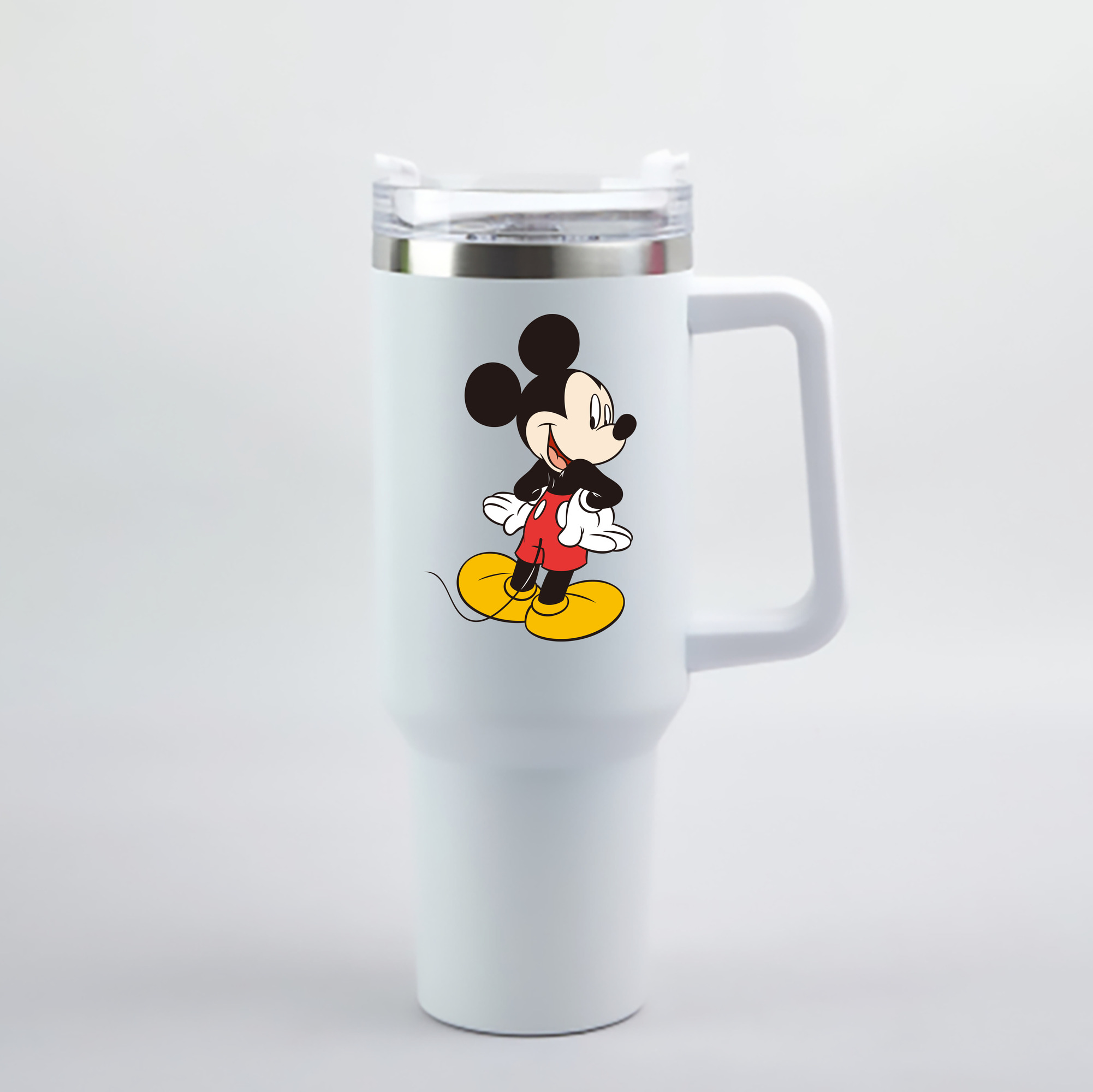 （画像用） ミッキーマウス Mickey Mouse 1200mL車用タンブラー - クリスタルステッカー（プラスチックストロー付き）