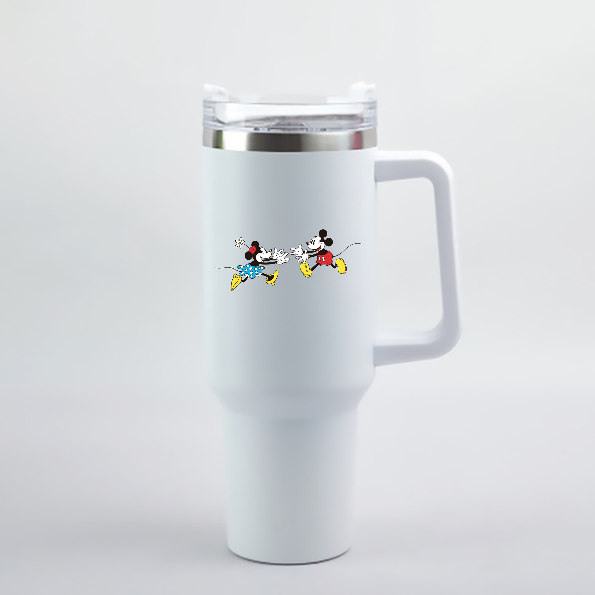 （画像用） ミッキーマウス Mickey Mouse 1200mL車用タンブラー - クリスタルステッカー（プラスチックストロー付き）