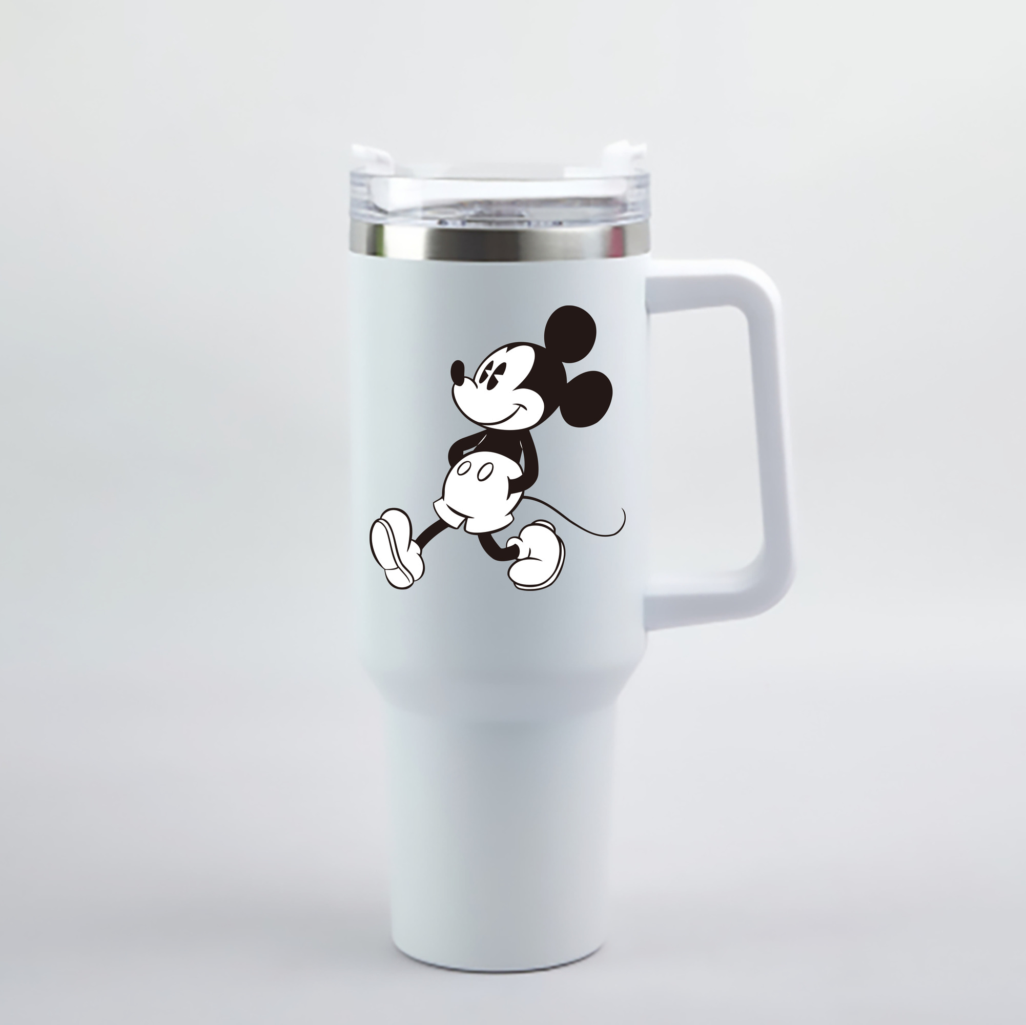（画像用） ミッキーマウス Mickey Mouse 1200mL車用タンブラー - クリスタルステッカー（プラスチックストロー付き）