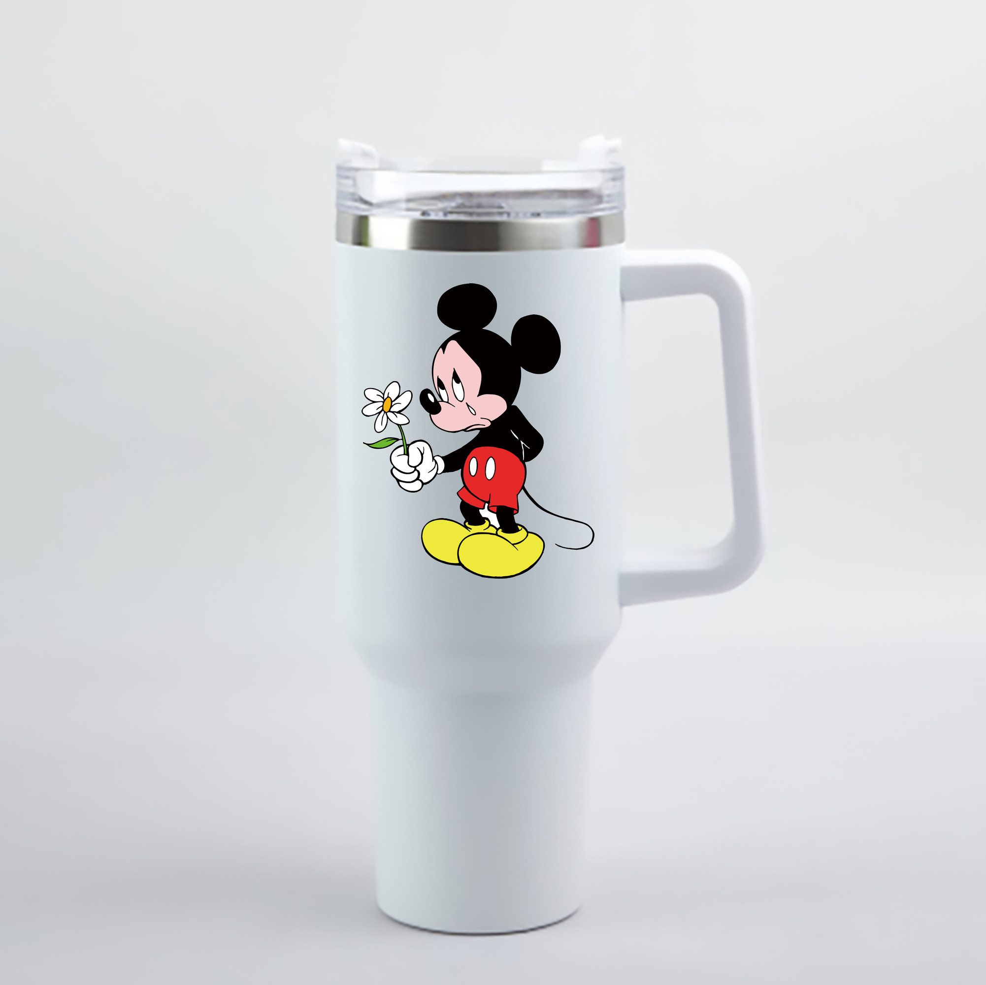 （画像用） ミッキーマウス Mickey Mouse 1200mL車用タンブラー - クリスタルステッカー（プラスチックストロー付き）