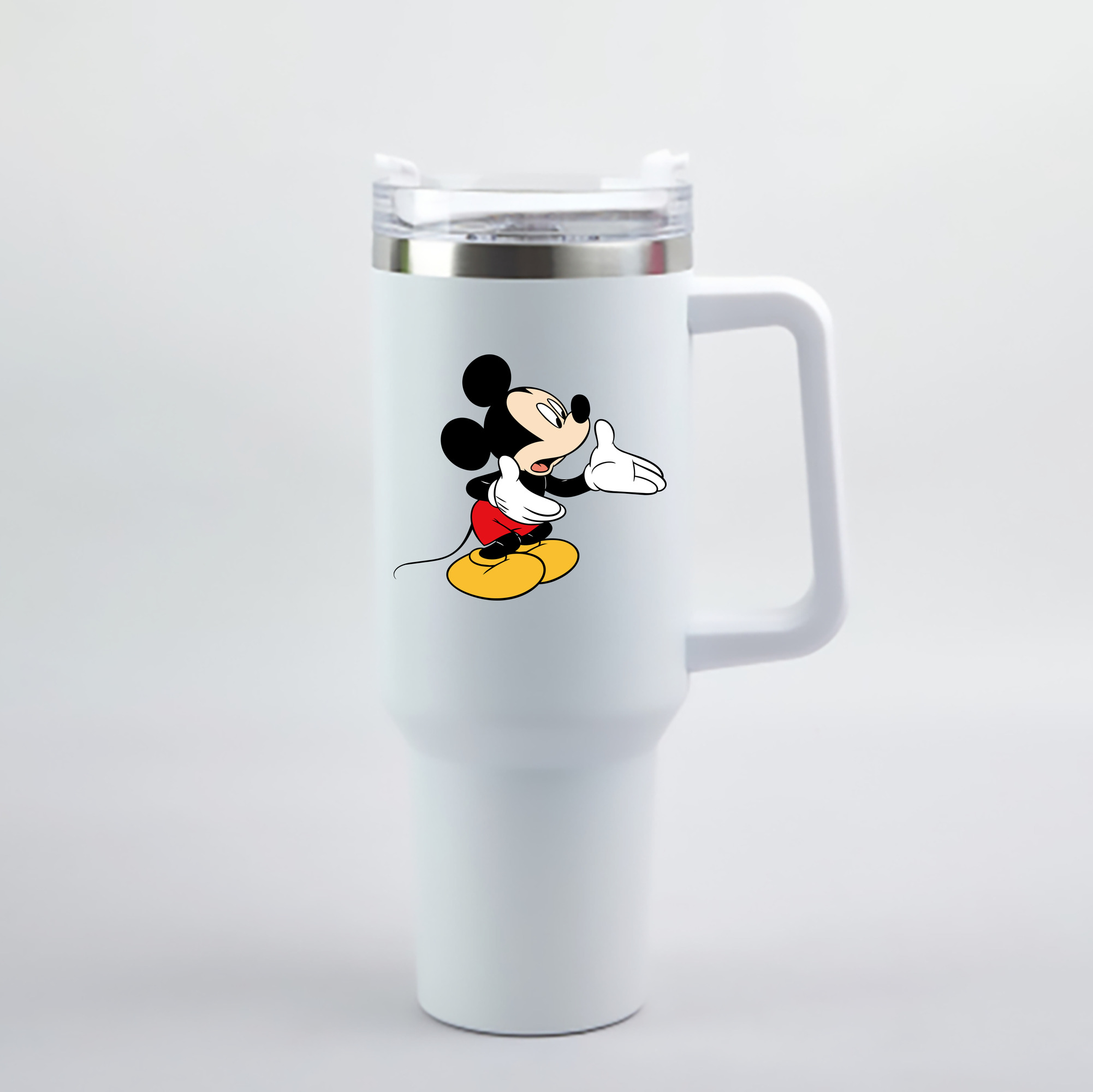 （画像用） ミッキーマウス Mickey Mouse 1200mL車用タンブラー - クリスタルステッカー（プラスチックストロー付き）