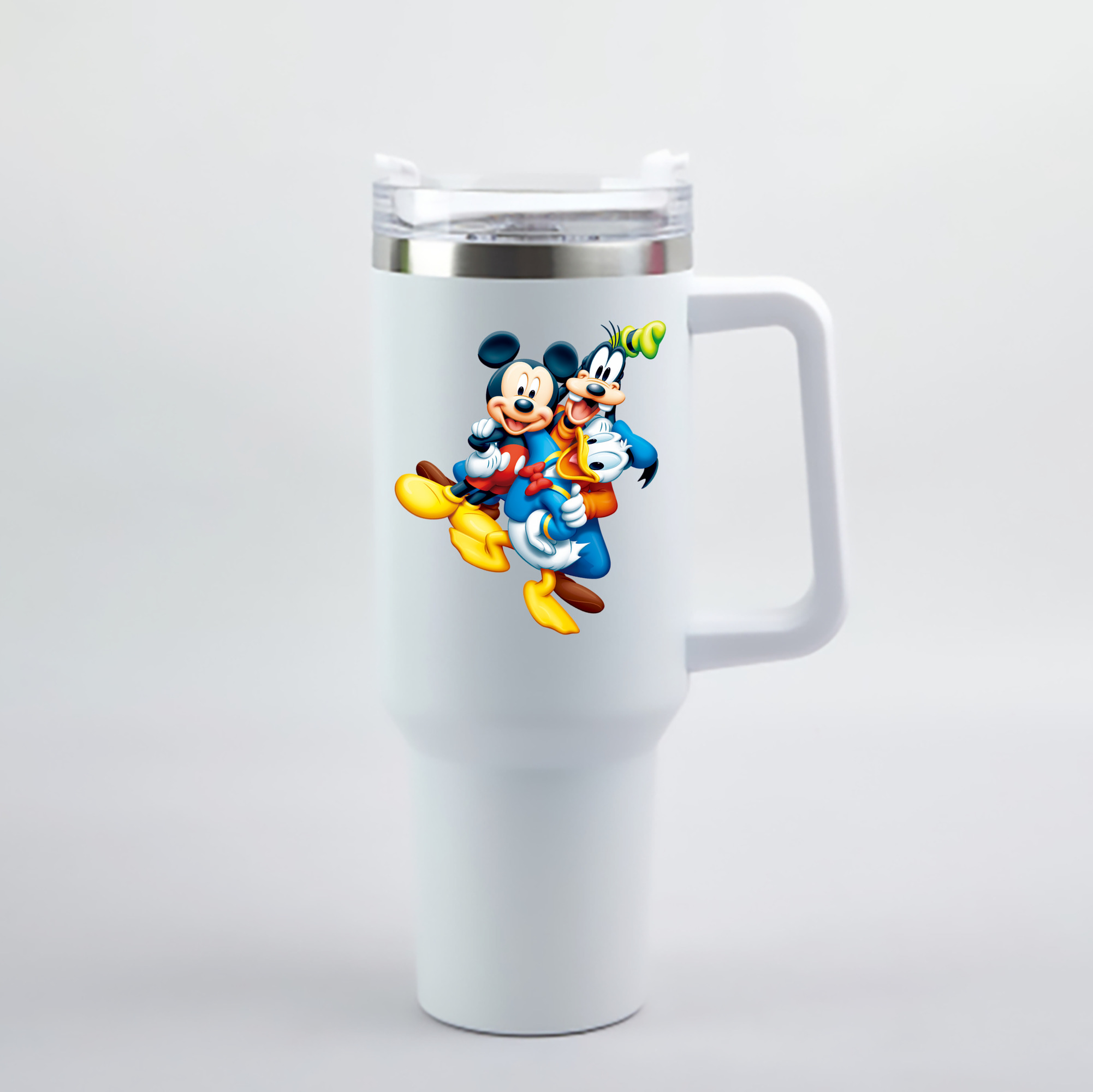 （画像用） ミッキーマウス Mickey Mouse 1200mL車用タンブラー - クリスタルステッカー（プラスチックストロー付き）
