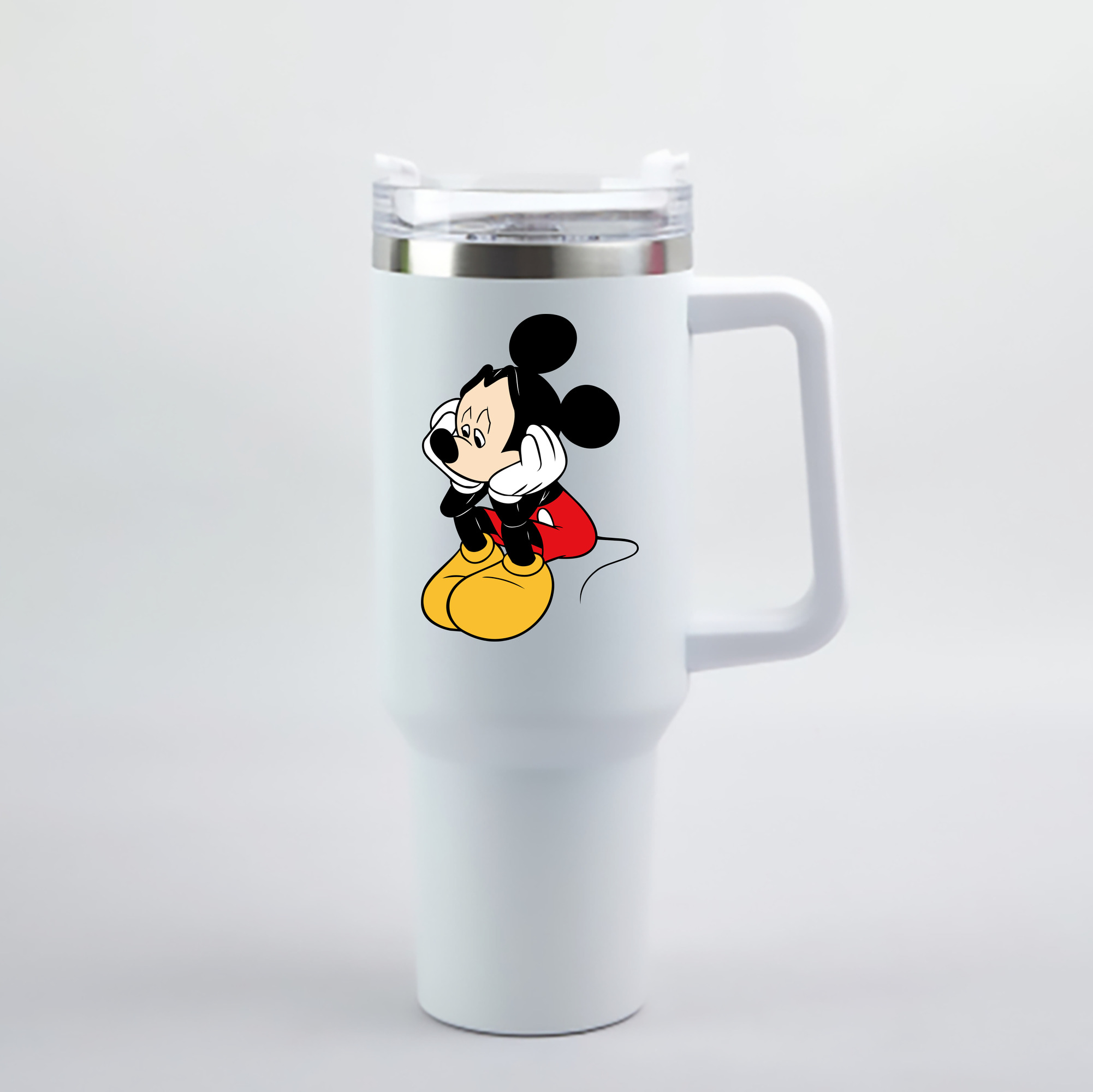 （画像用） ミッキーマウス Mickey Mouse 1200mL車用タンブラー - クリスタルステッカー（プラスチックストロー付き）