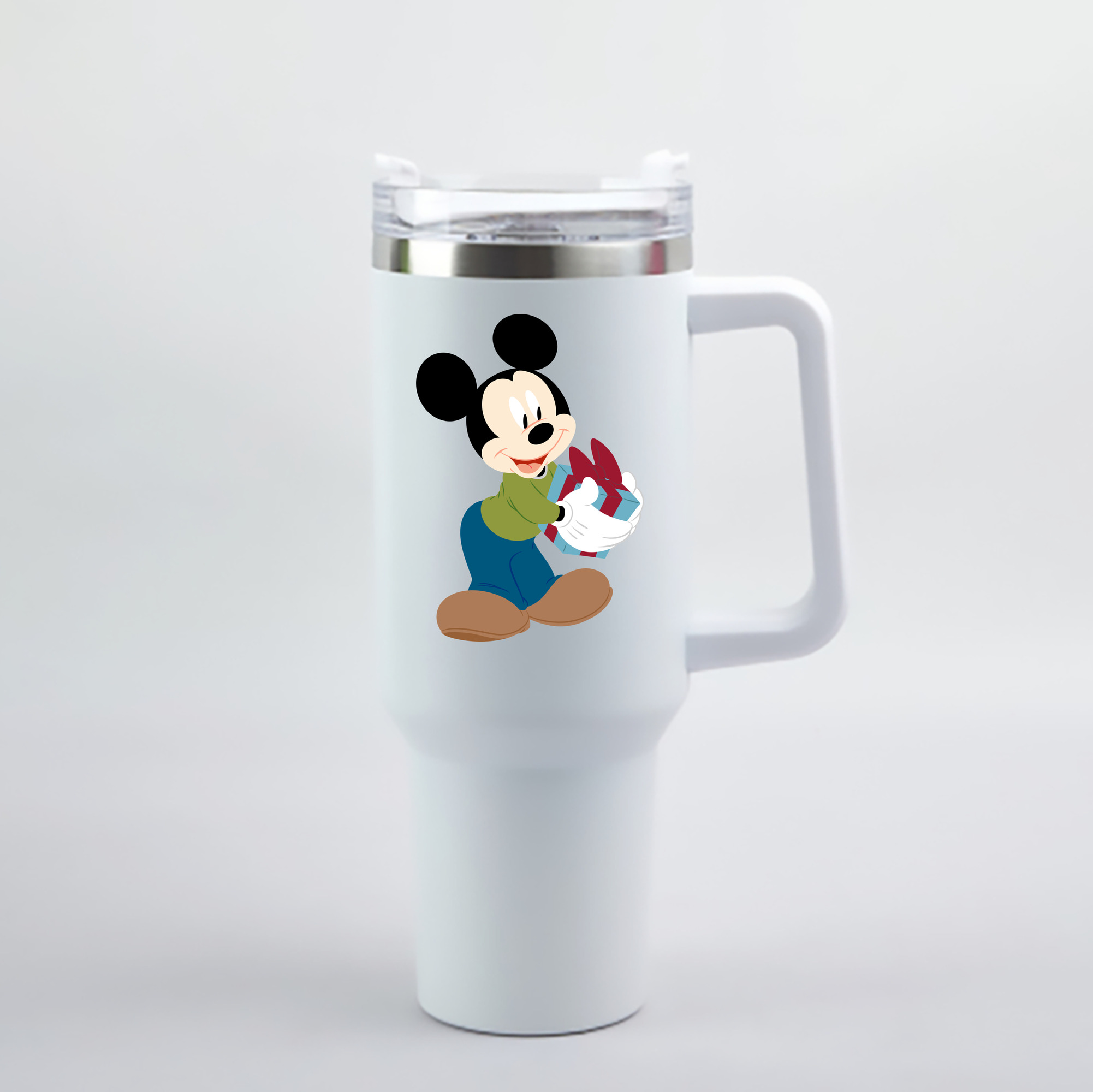 （画像用） ミッキーマウス Mickey Mouse 1200mL車用タンブラー - クリスタルステッカー（プラスチックストロー付き）
