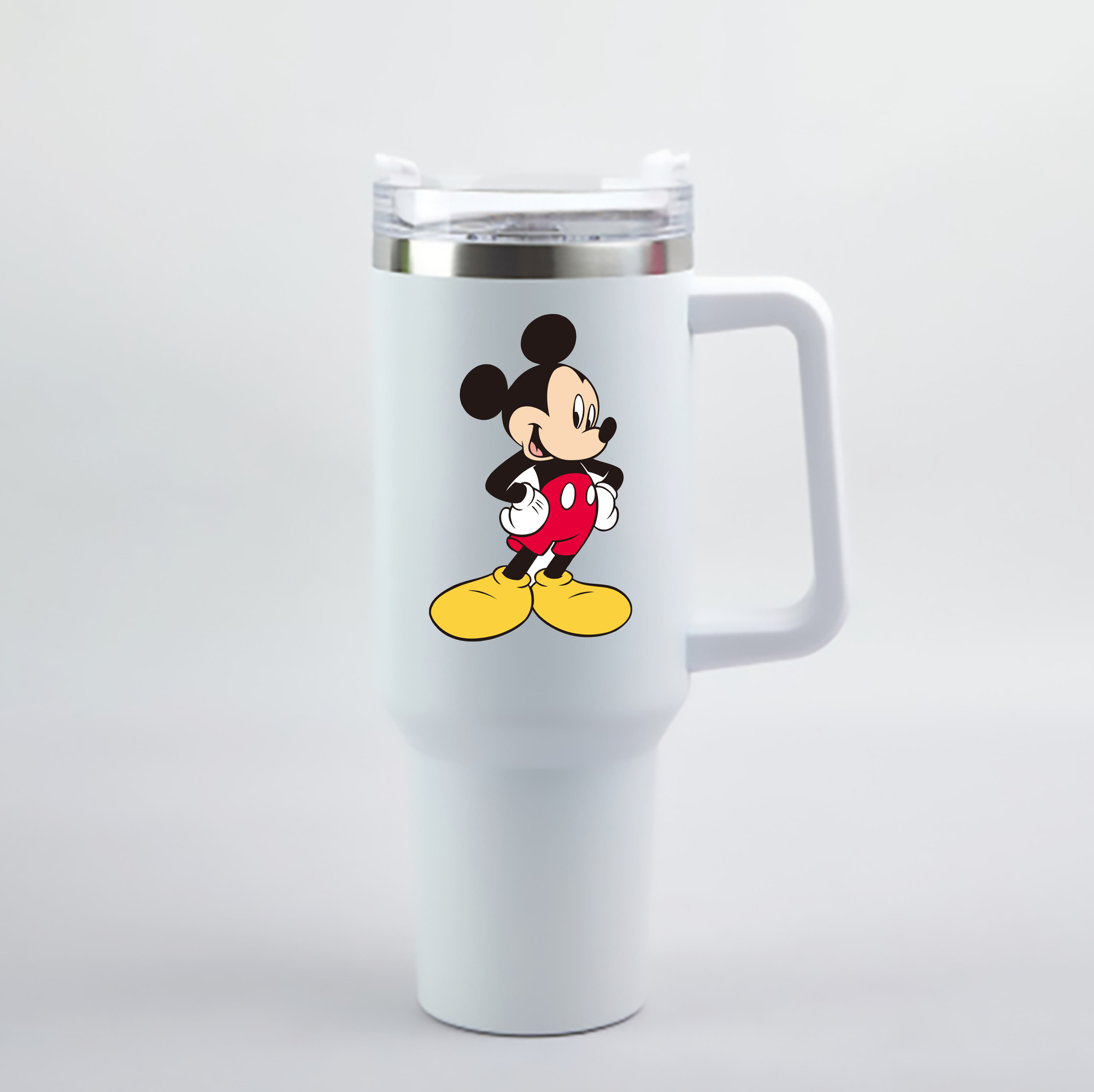 （画像用） ミッキーマウス Mickey Mouse 1200mL車用タンブラー - クリスタルステッカー（プラスチックストロー付き）