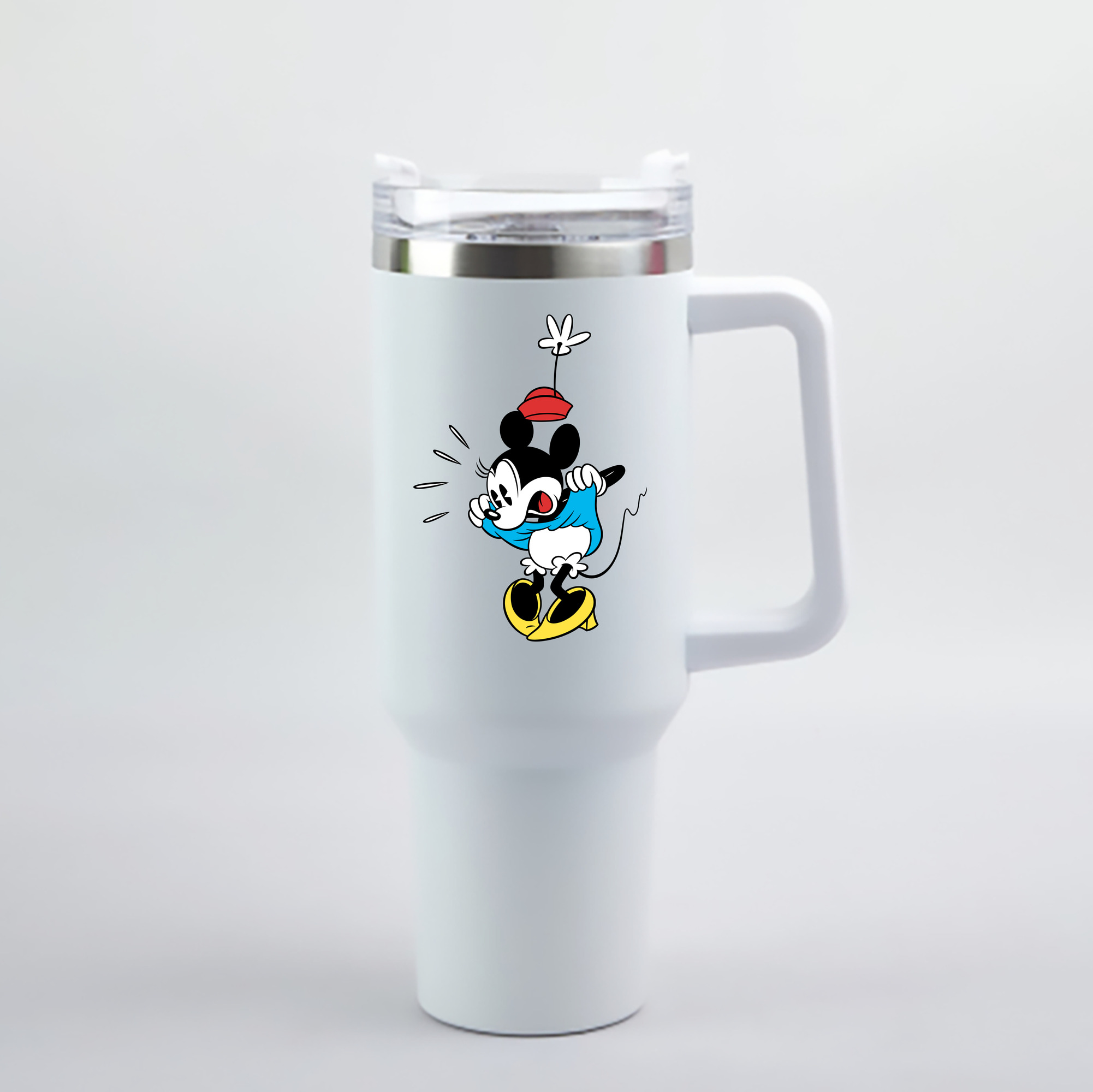 （画像用） ミッキーマウス Mickey Mouse 1200mL車用タンブラー - クリスタルステッカー（プラスチックストロー付き）