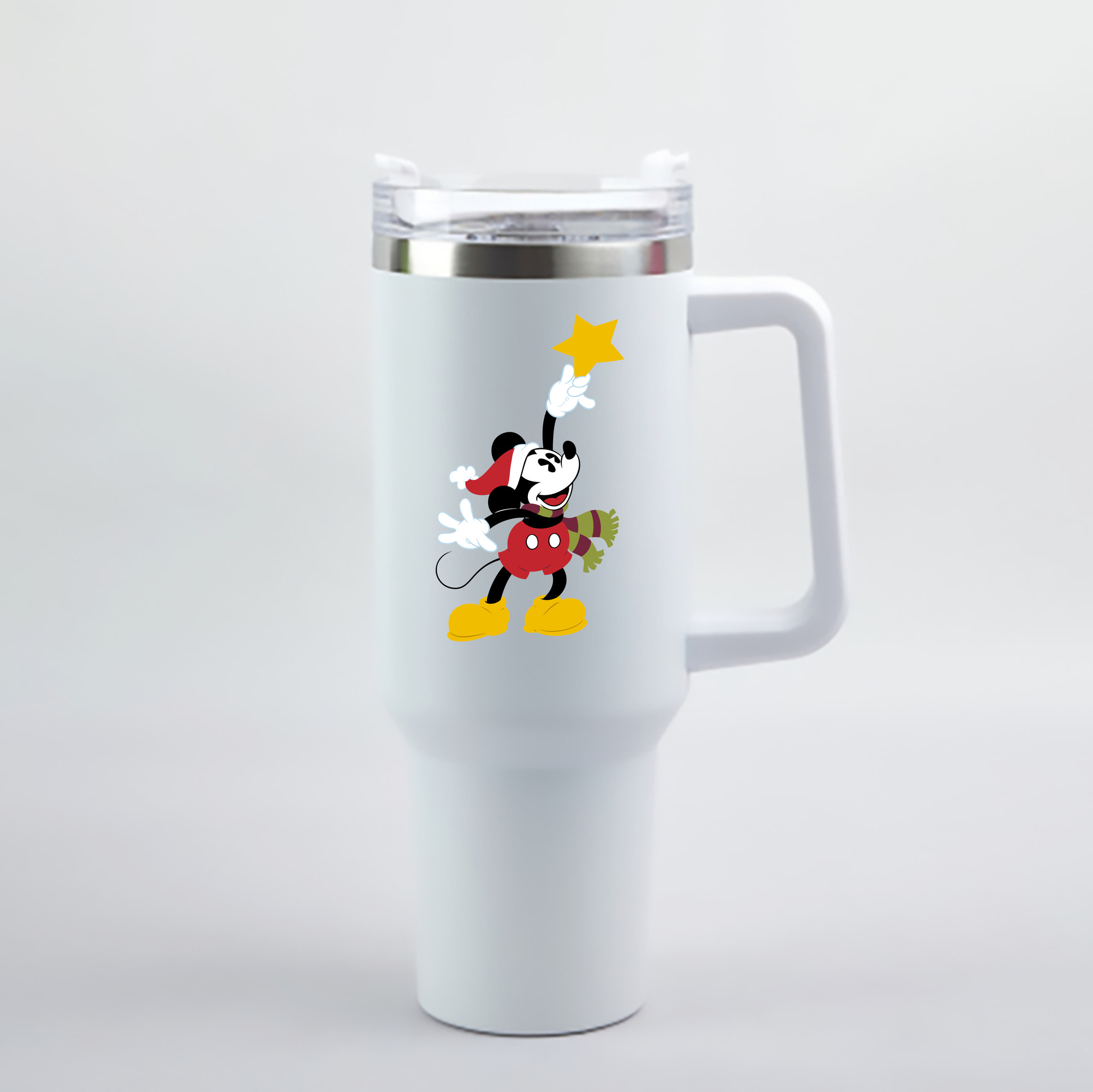 （画像用） ミッキーマウス Mickey Mouse 1200mL車用タンブラー - クリスタルステッカー（プラスチックストロー付き）