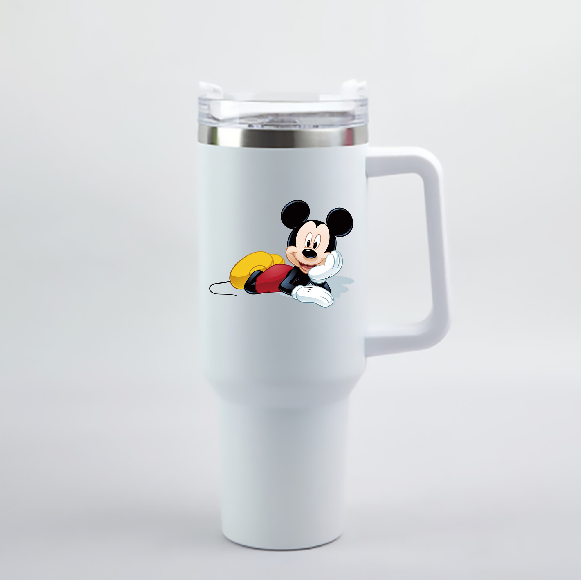 （画像用） ミッキーマウス Mickey Mouse 1200mL車用タンブラー - クリスタルステッカー（プラスチックストロー付き）