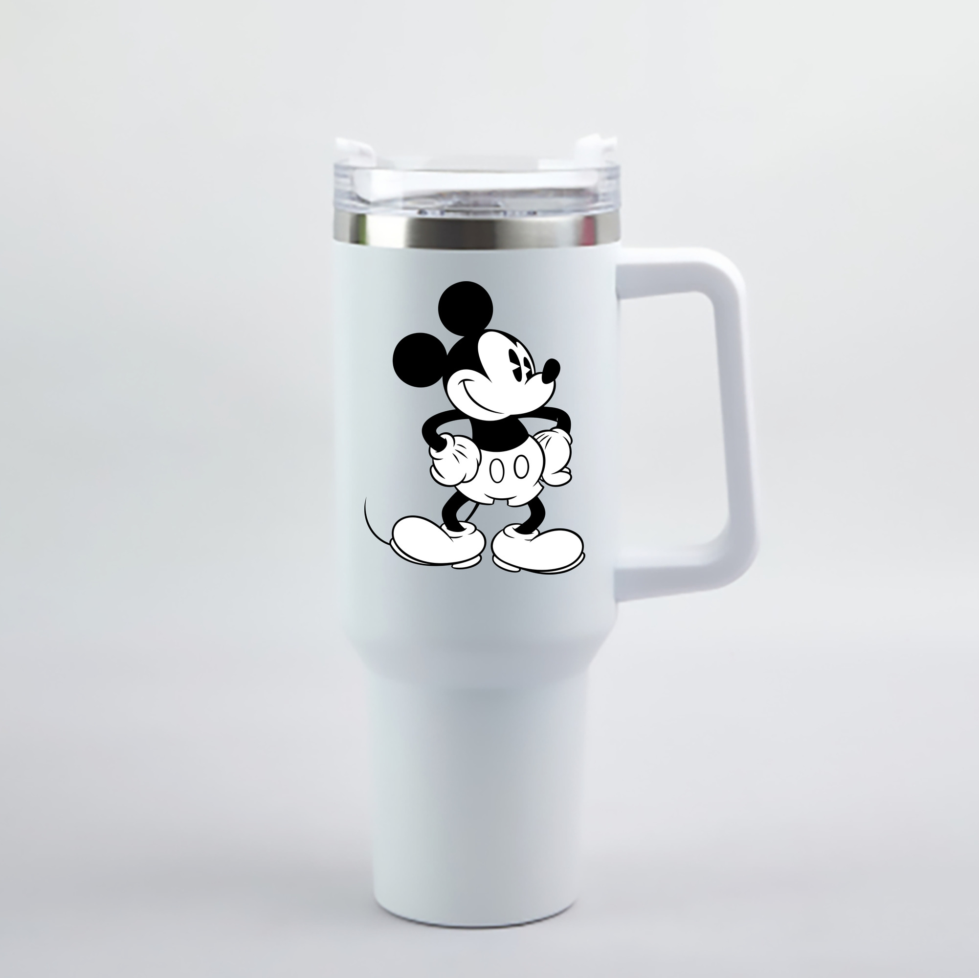 （画像用） ミッキーマウス Mickey Mouse 1200mL車用タンブラー - クリスタルステッカー（プラスチックストロー付き）