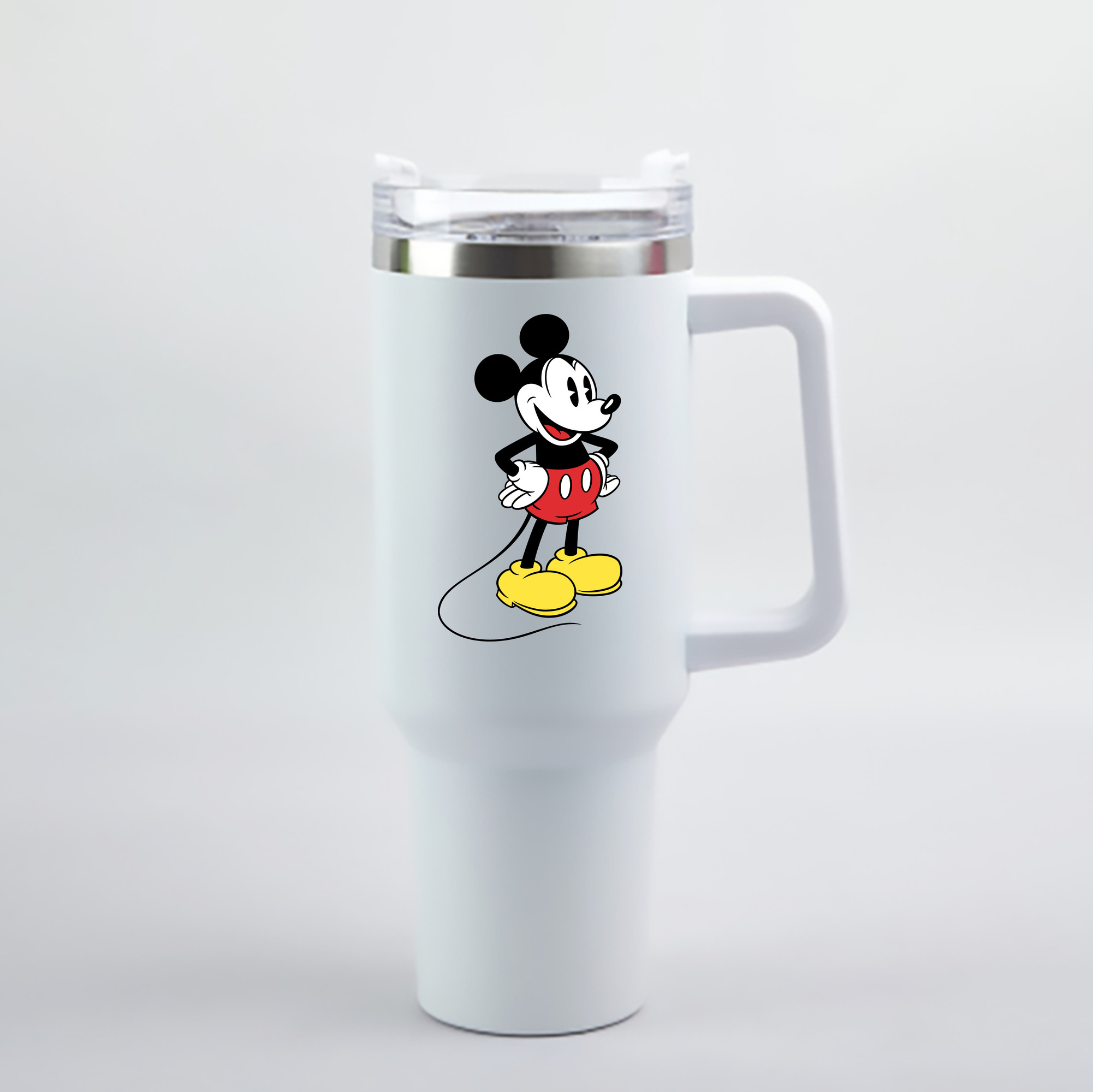 （画像用） ミッキーマウス Mickey Mouse 1200mL車用タンブラー - クリスタルステッカー（プラスチックストロー付き）