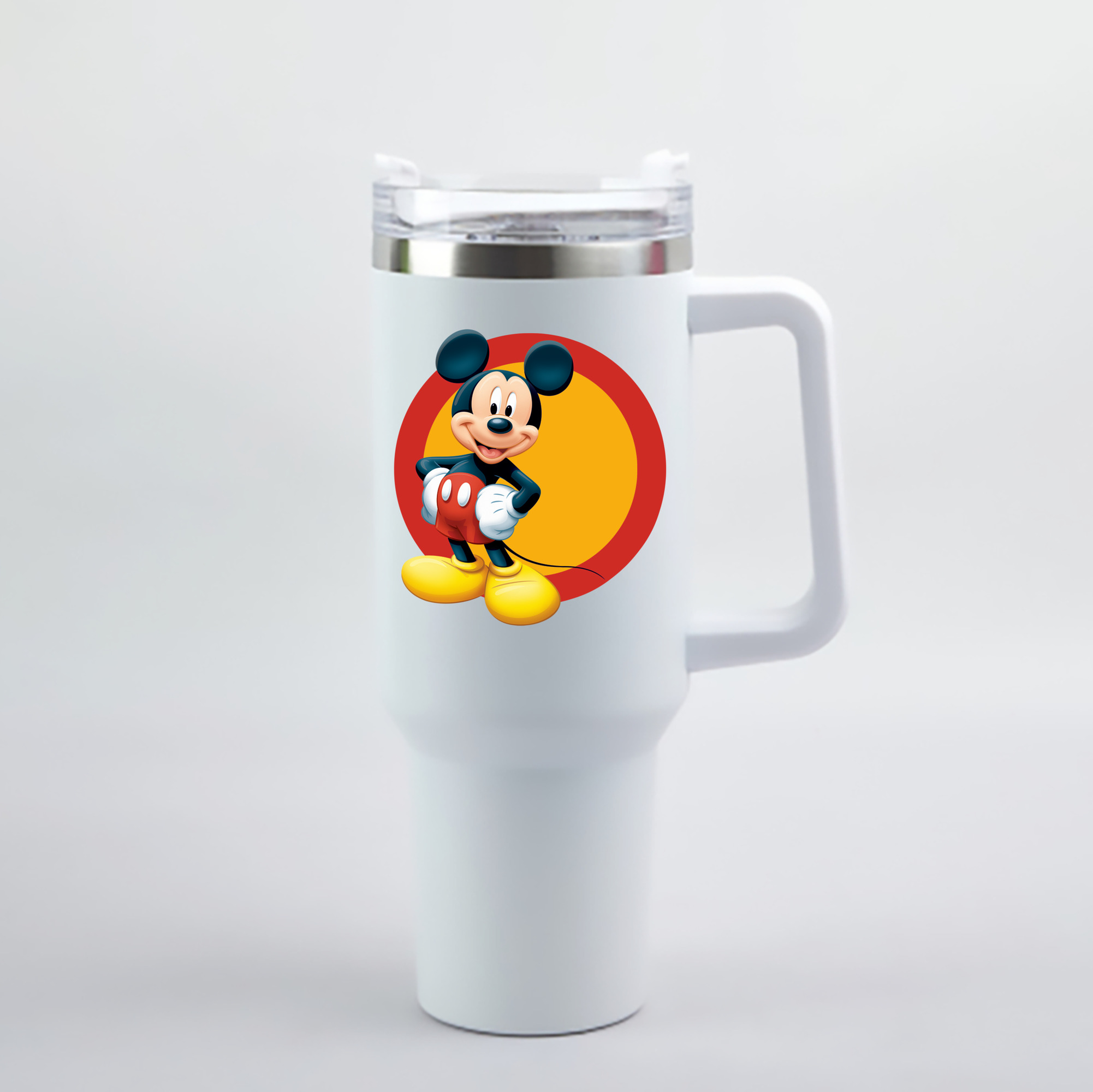 （画像用） ミッキーマウス Mickey Mouse 1200mL車用タンブラー - クリスタルステッカー（プラスチックストロー付き）