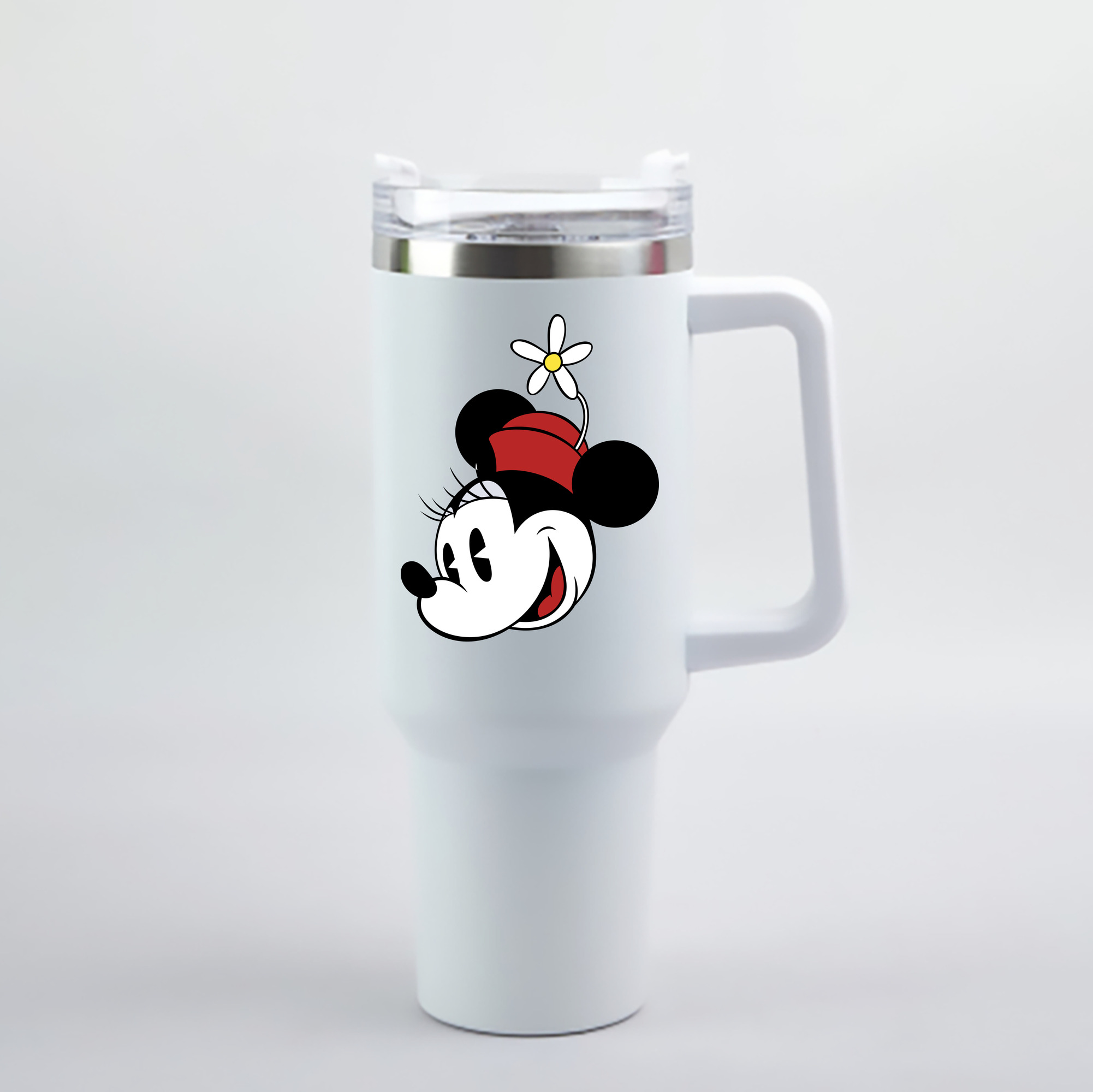 （画像用） ミッキーマウス Mickey Mouse 1200mL車用タンブラー - クリスタルステッカー（プラスチックストロー付き）