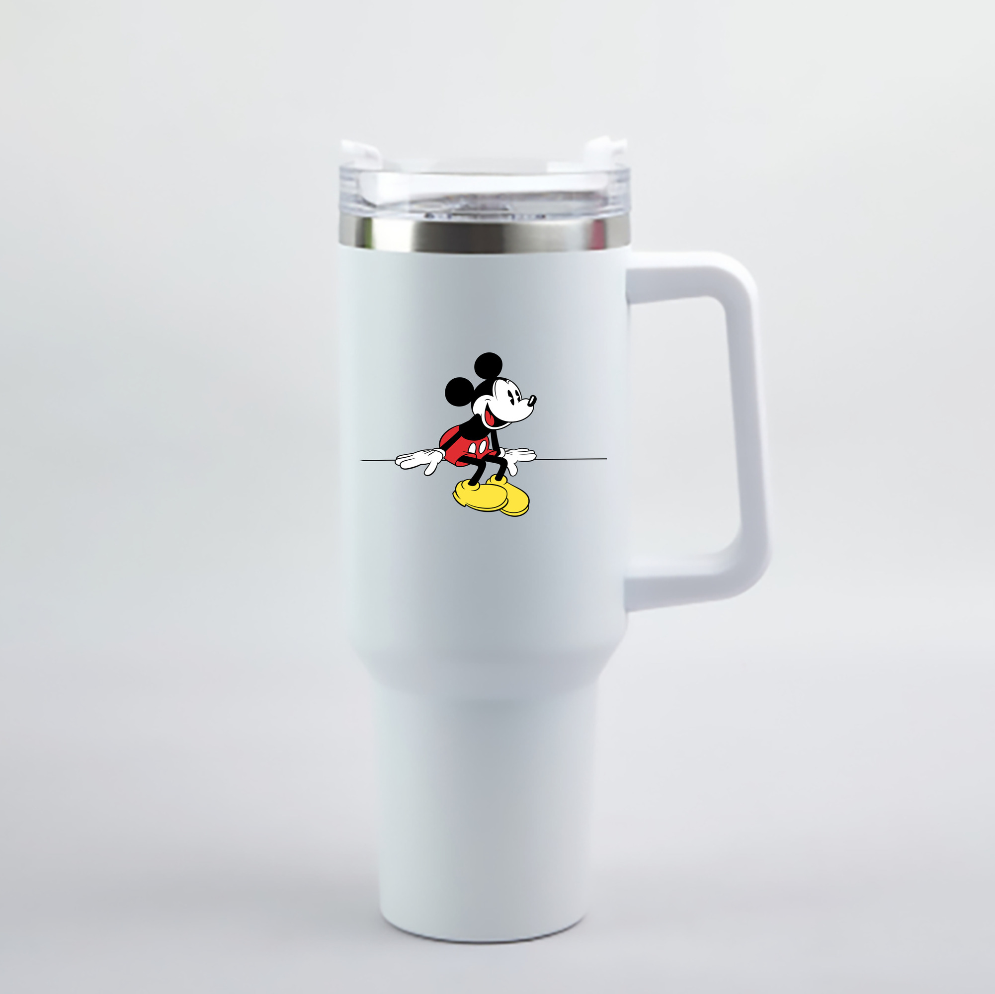 （画像用） ミッキーマウス Mickey Mouse 1200mL車用タンブラー - クリスタルステッカー（プラスチックストロー付き）