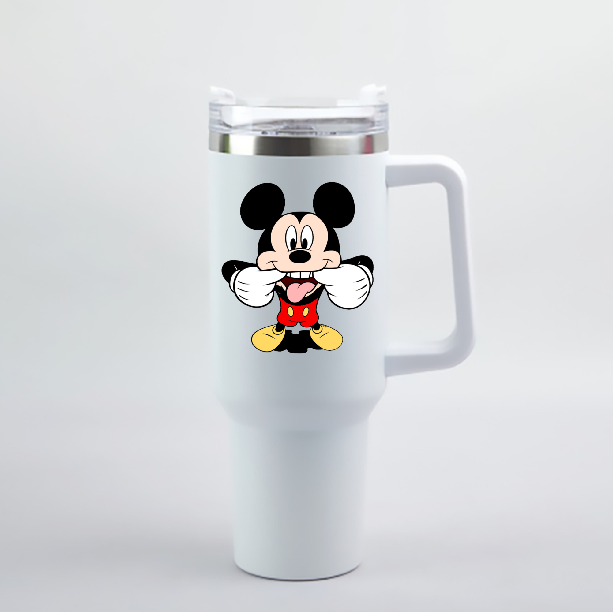 （画像用） ミッキーマウス Mickey Mouse 1200mL車用タンブラー - クリスタルステッカー（プラスチックストロー付き）