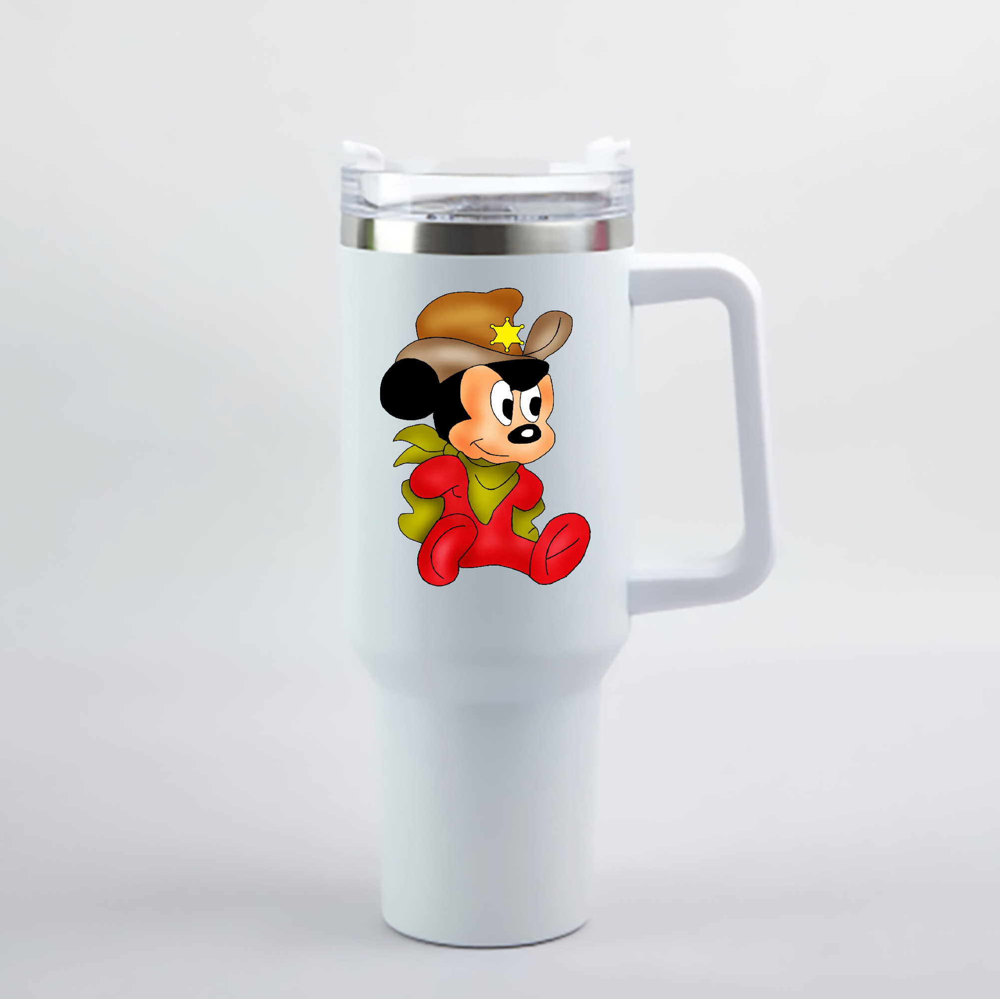 （画像用） ミッキーマウス Mickey Mouse 1200mL車用タンブラー - クリスタルステッカー（プラスチックストロー付き）