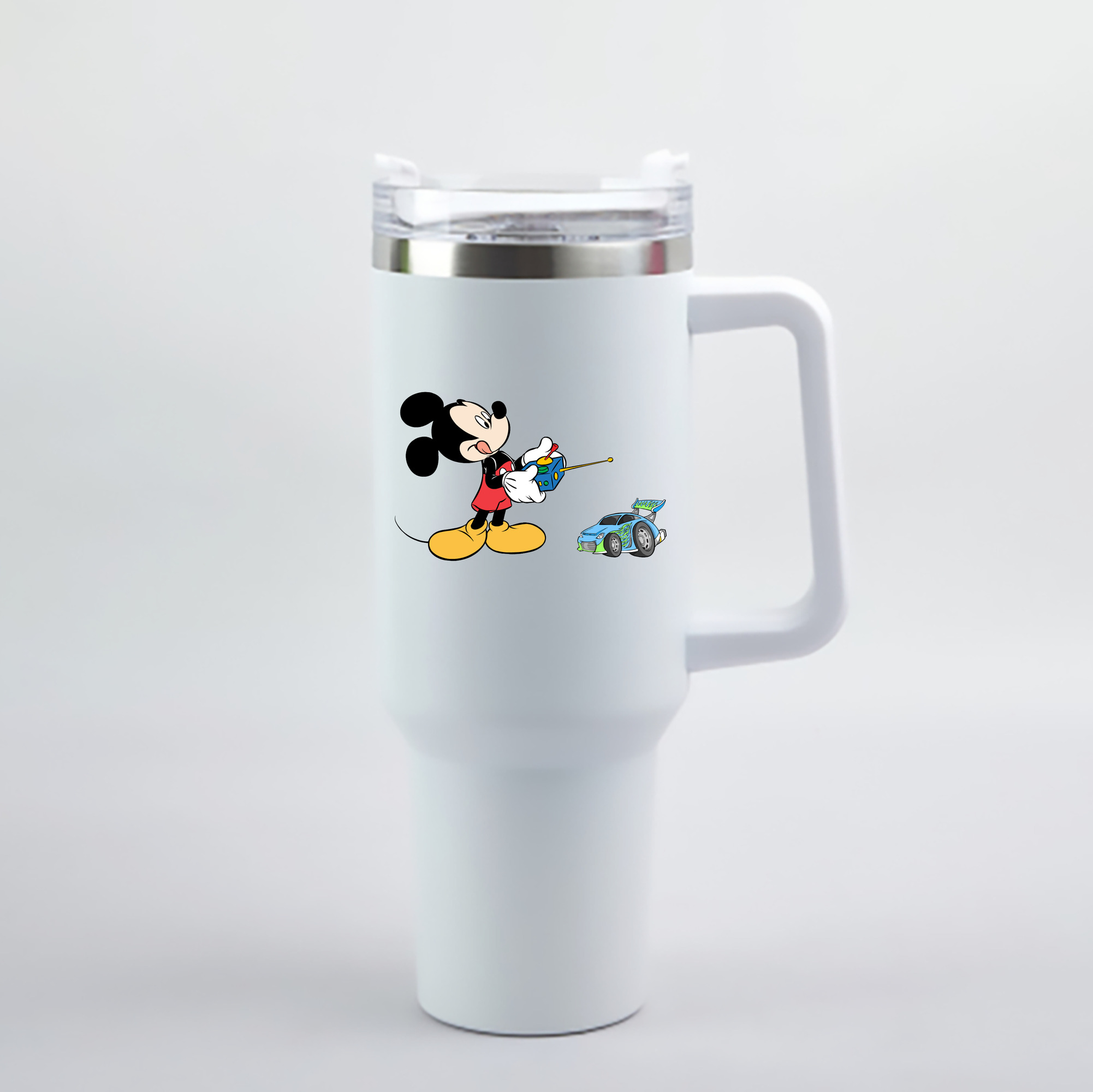 （画像用） ミッキーマウス Mickey Mouse 1200mL車用タンブラー - クリスタルステッカー（プラスチックストロー付き）