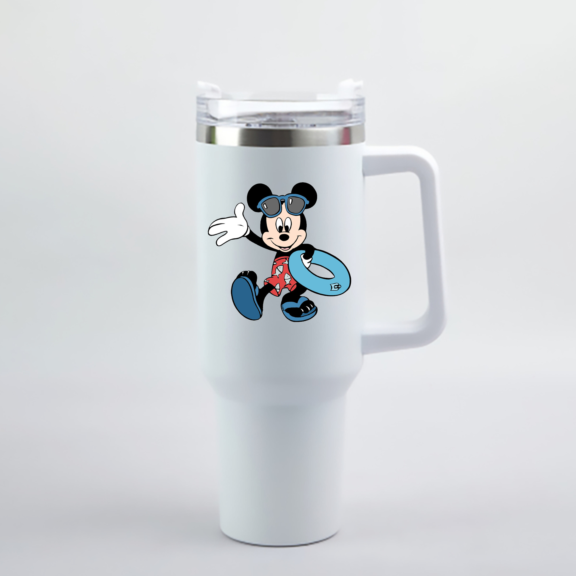 （画像用） ミッキーマウス Mickey Mouse 1200mL車用タンブラー - クリスタルステッカー（プラスチックストロー付き）