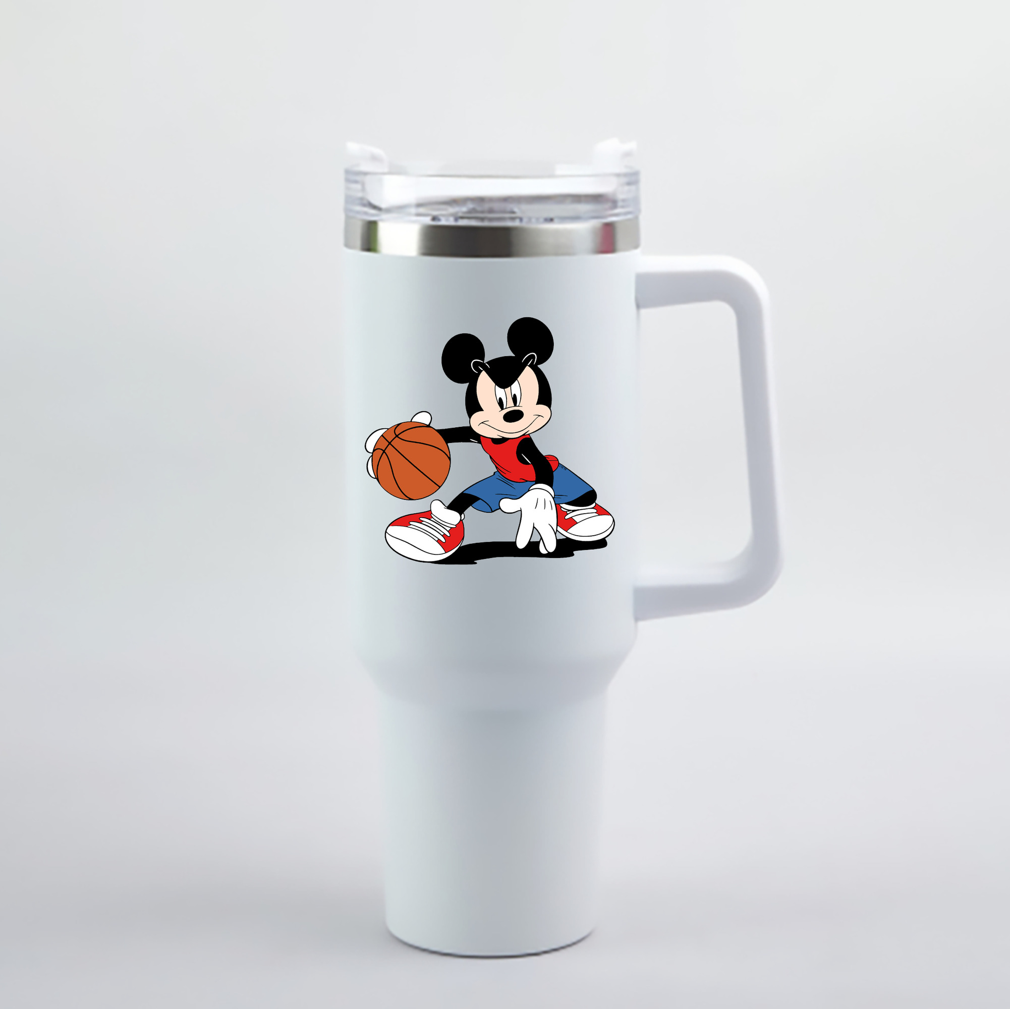 （画像用） ミッキーマウス Mickey Mouse 1200mL車用タンブラー - クリスタルステッカー（プラスチックストロー付き）