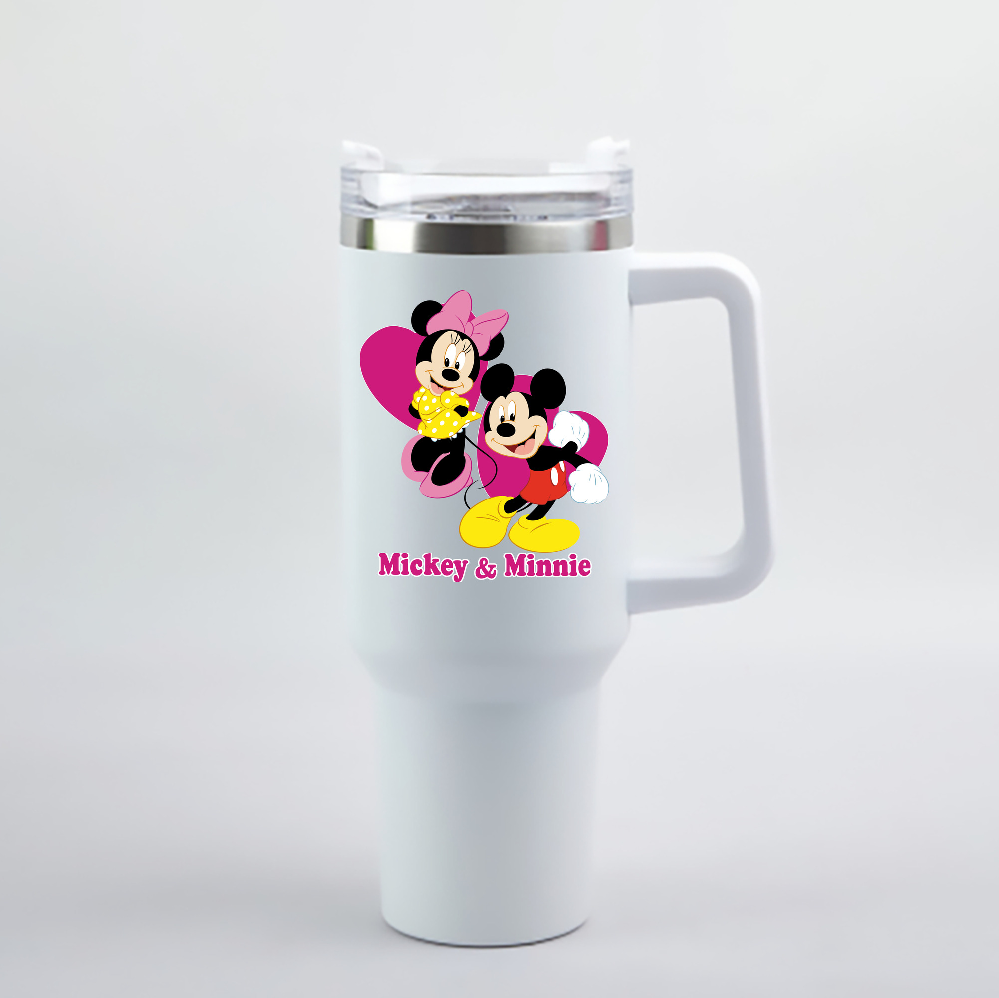 （画像用） ミッキーマウス Mickey Mouse 1200mL車用タンブラー - クリスタルステッカー（プラスチックストロー付き）
