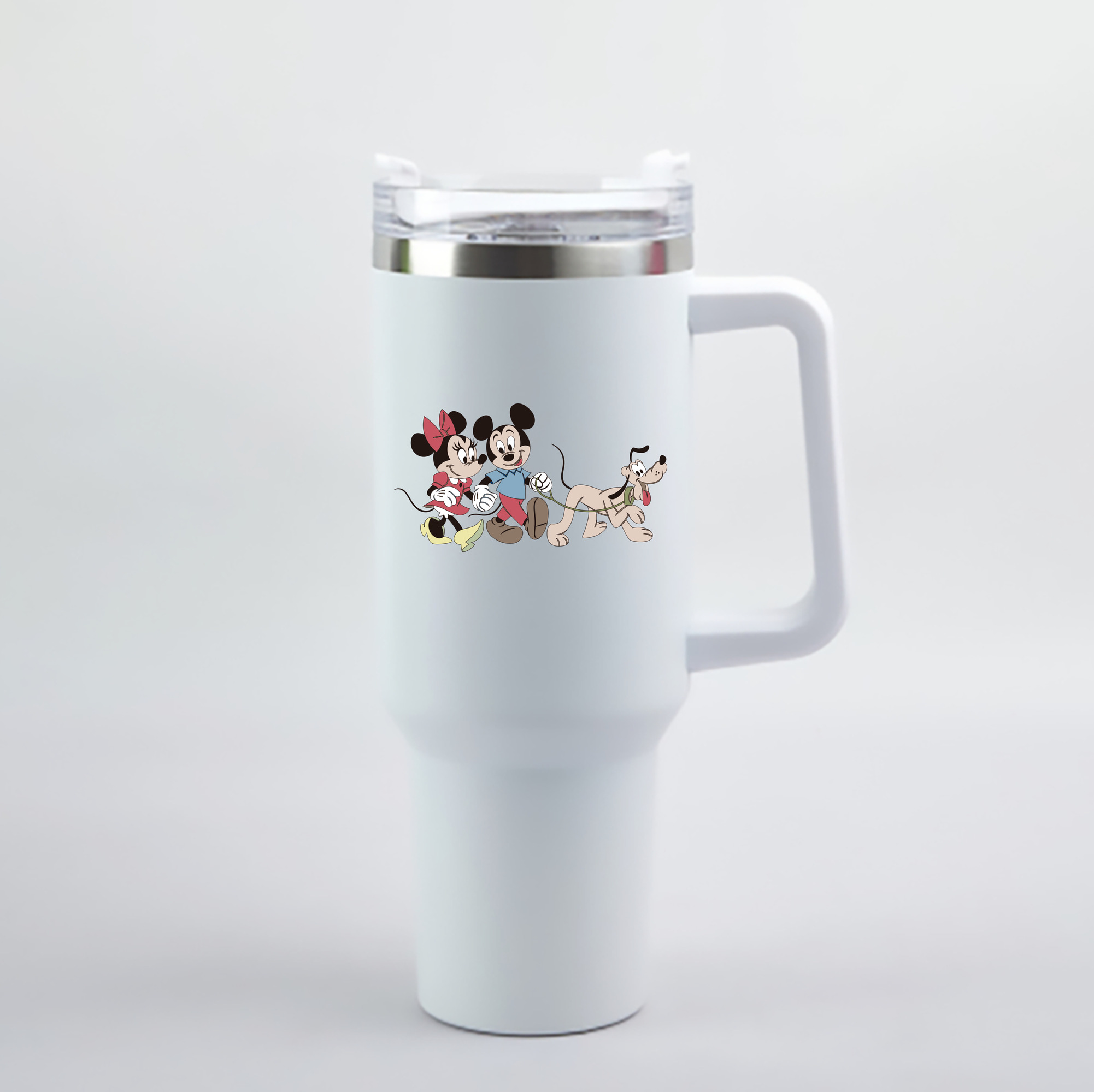 （画像用） ミッキーマウス Mickey Mouse 1200mL車用タンブラー - クリスタルステッカー（プラスチックストロー付き）
