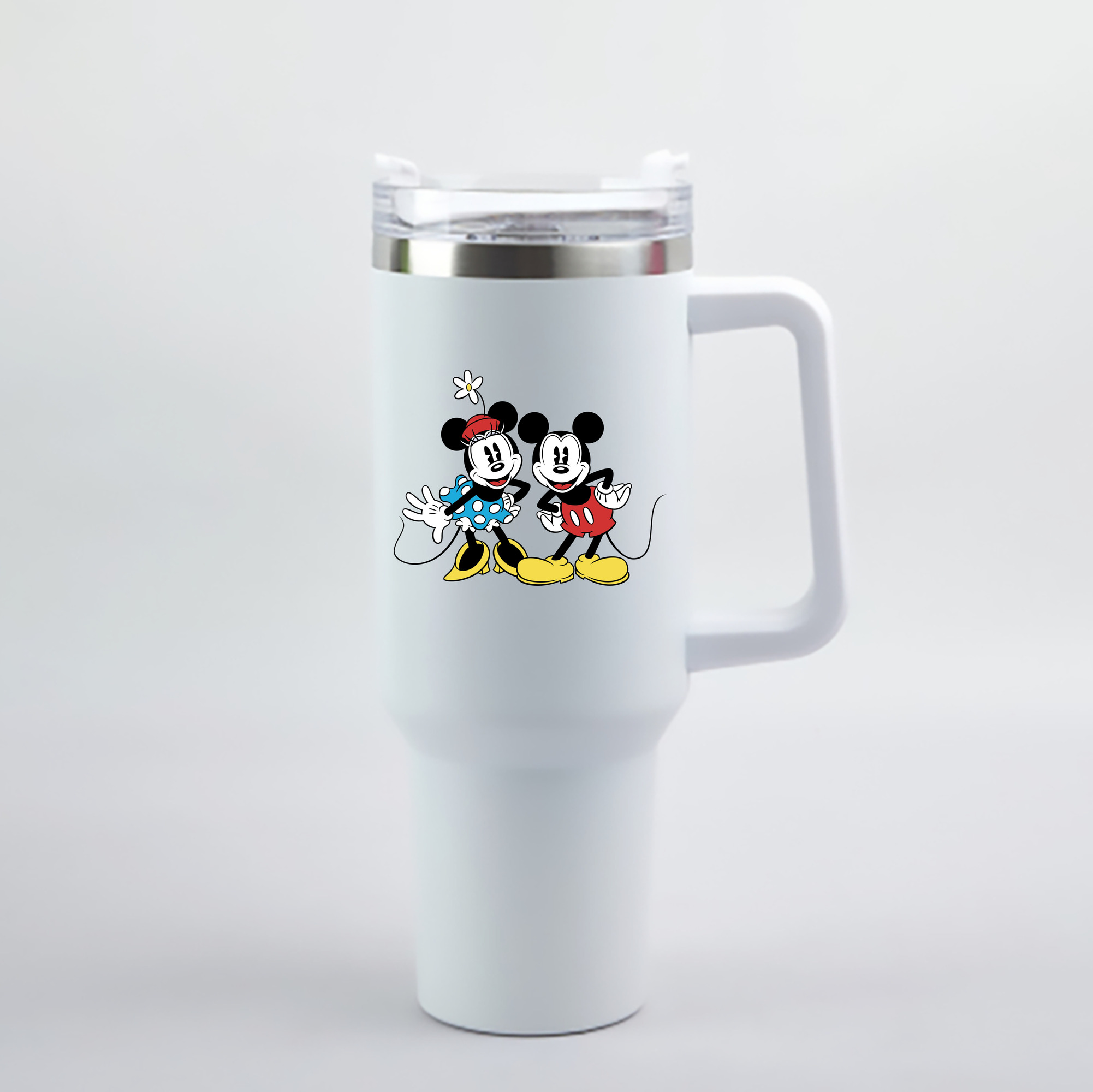 （画像用） ミッキーマウス Mickey Mouse 1200mL車用タンブラー - クリスタルステッカー（プラスチックストロー付き）