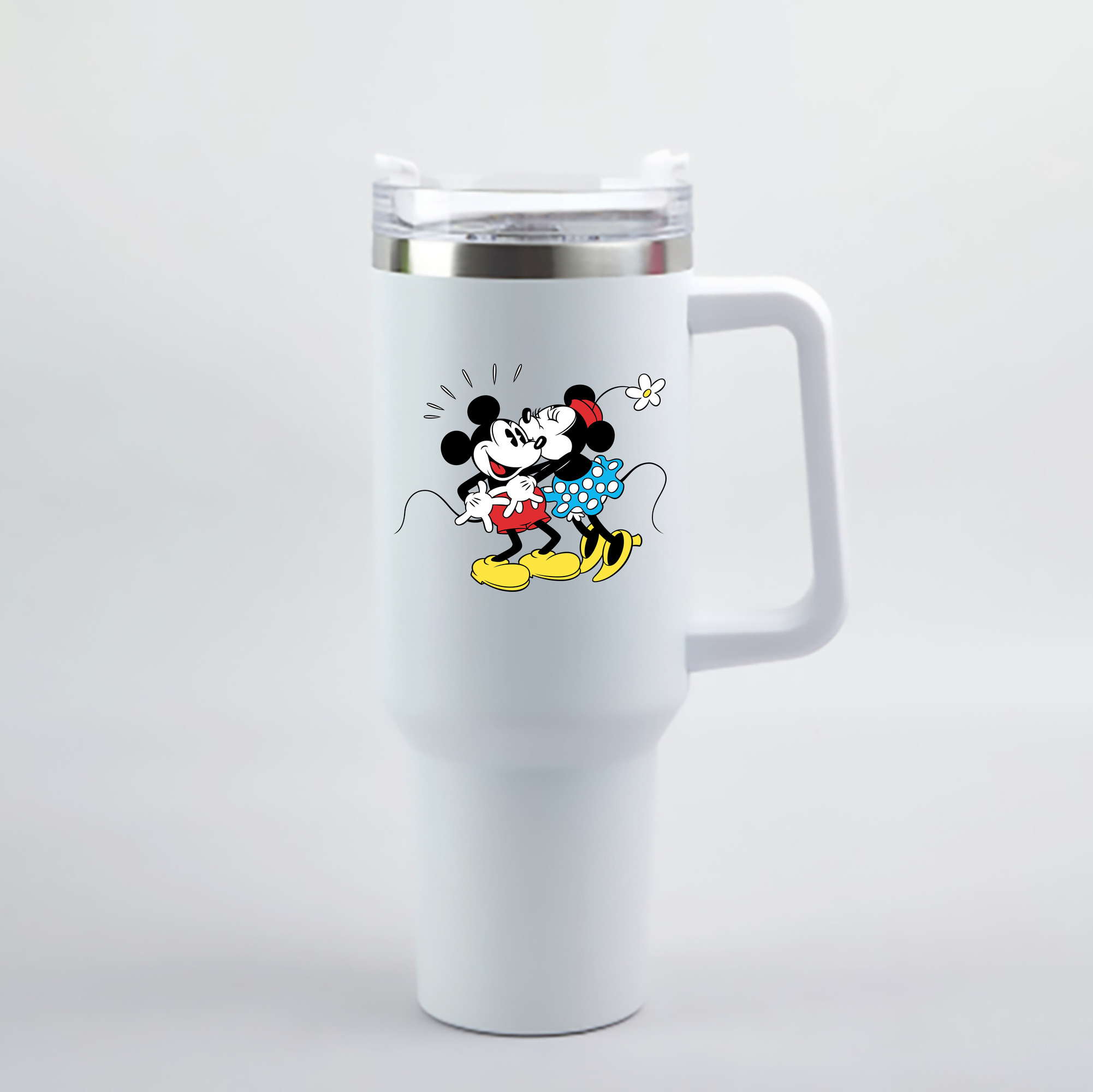 （画像用） ミッキーマウス Mickey Mouse 1200mL車用タンブラー - クリスタルステッカー（プラスチックストロー付き）