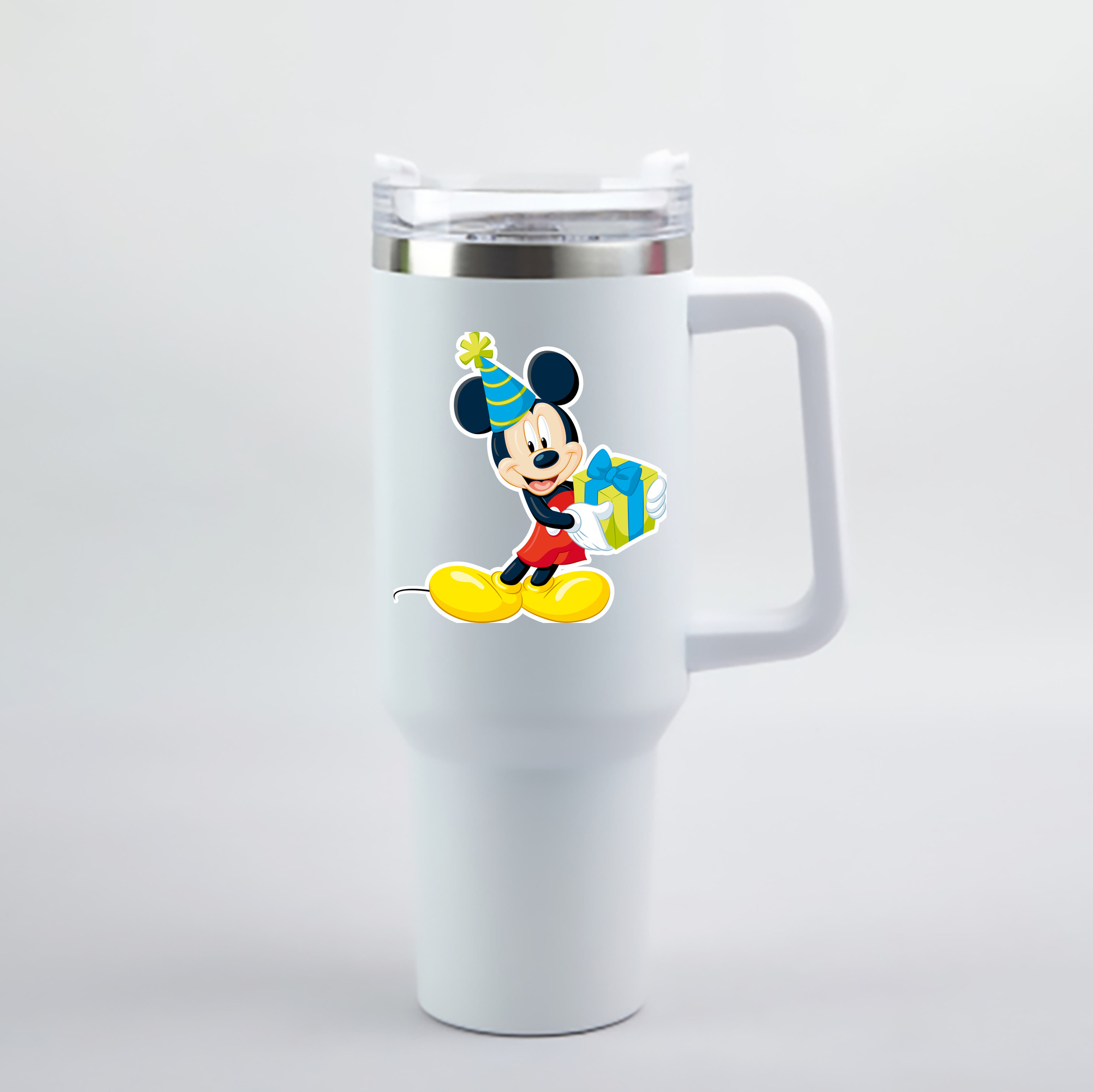 （画像用） ミッキーマウス Mickey Mouse 1200mL車用タンブラー - クリスタルステッカー（プラスチックストロー付き）