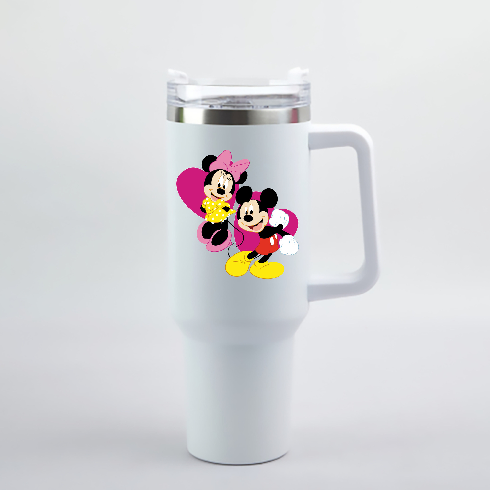 （画像用） ミッキーマウス Mickey Mouse 1200mL車用タンブラー - クリスタルステッカー（プラスチックストロー付き）