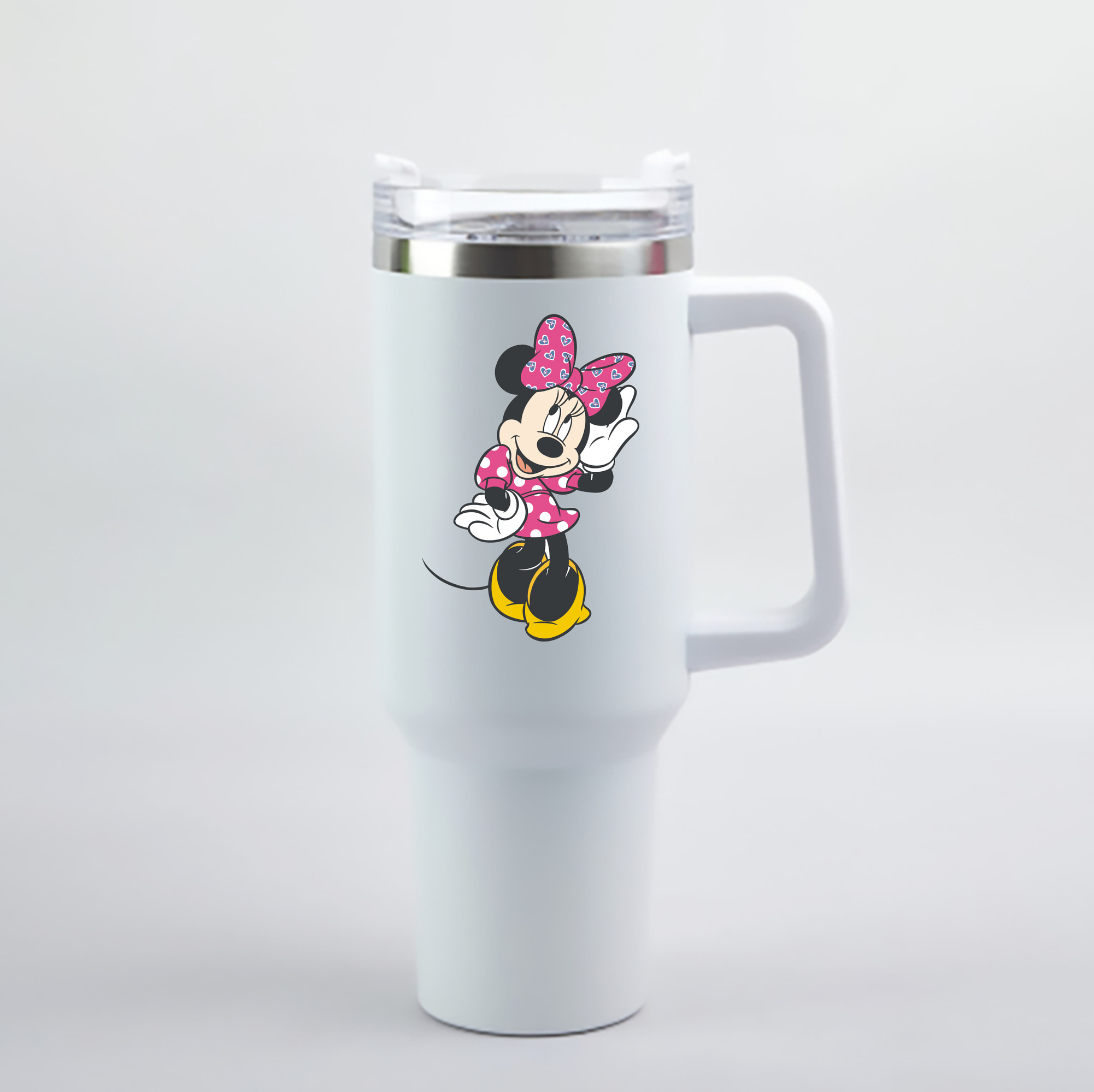 （画像用） ミッキーマウス Mickey Mouse 1200mL車用タンブラー - クリスタルステッカー（プラスチックストロー付き）