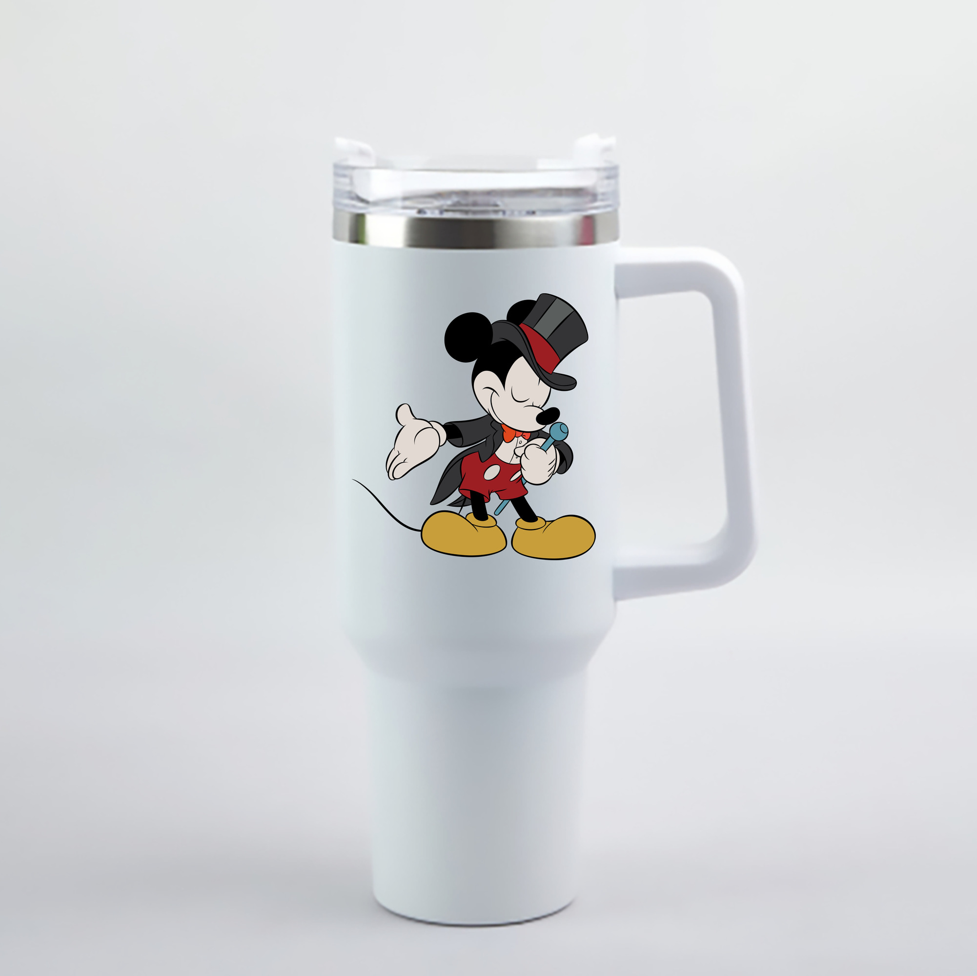（画像用） ミッキーマウス Mickey Mouse 1200mL車用タンブラー - クリスタルステッカー（プラスチックストロー付き）