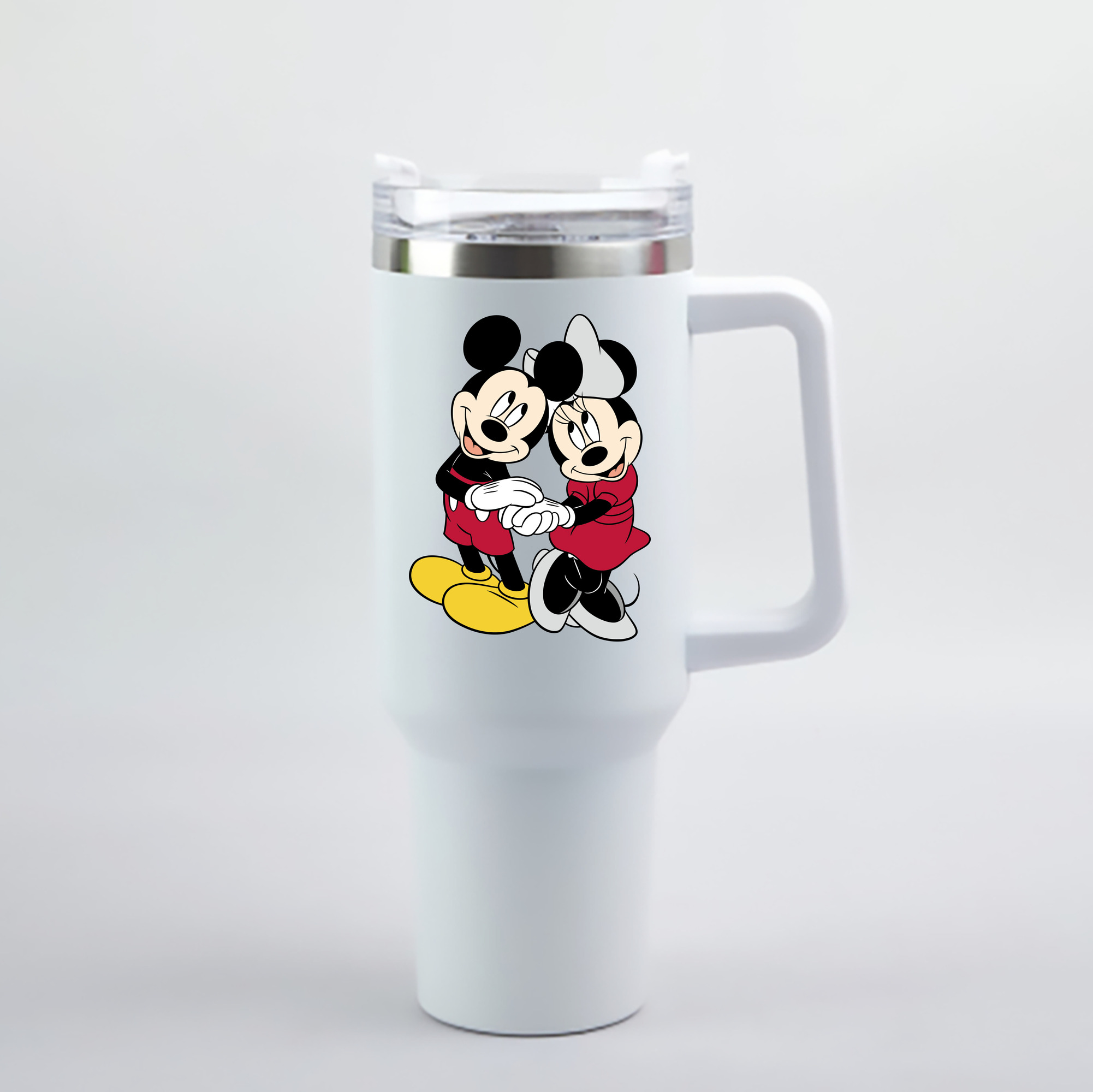 （画像用） ミッキーマウス Mickey Mouse 1200mL車用タンブラー - クリスタルステッカー（プラスチックストロー付き）