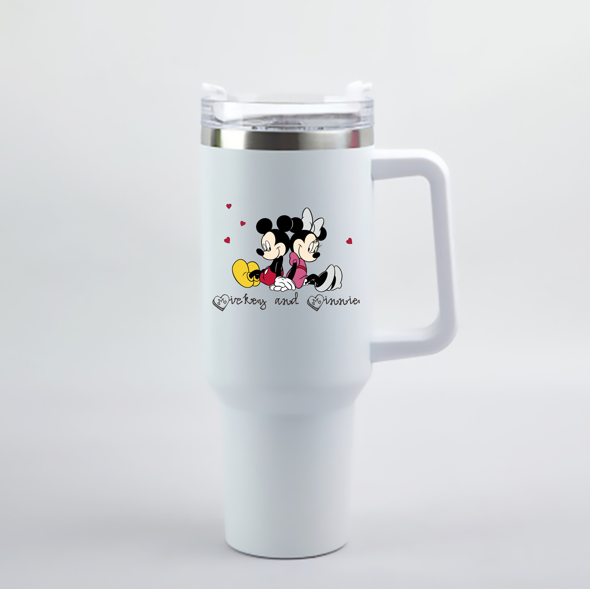 （画像用） ミッキーマウス Mickey Mouse 1200mL車用タンブラー - クリスタルステッカー（プラスチックストロー付き）
