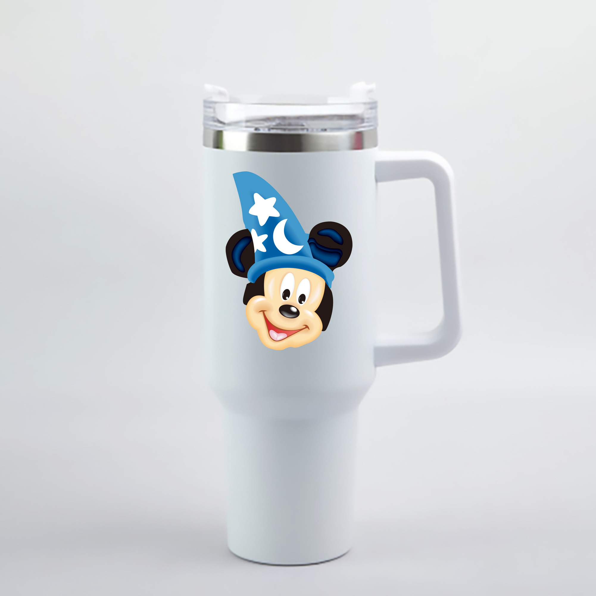 （画像用） ミッキーマウス Mickey Mouse 1200mL車用タンブラー - クリスタルステッカー（プラスチックストロー付き）