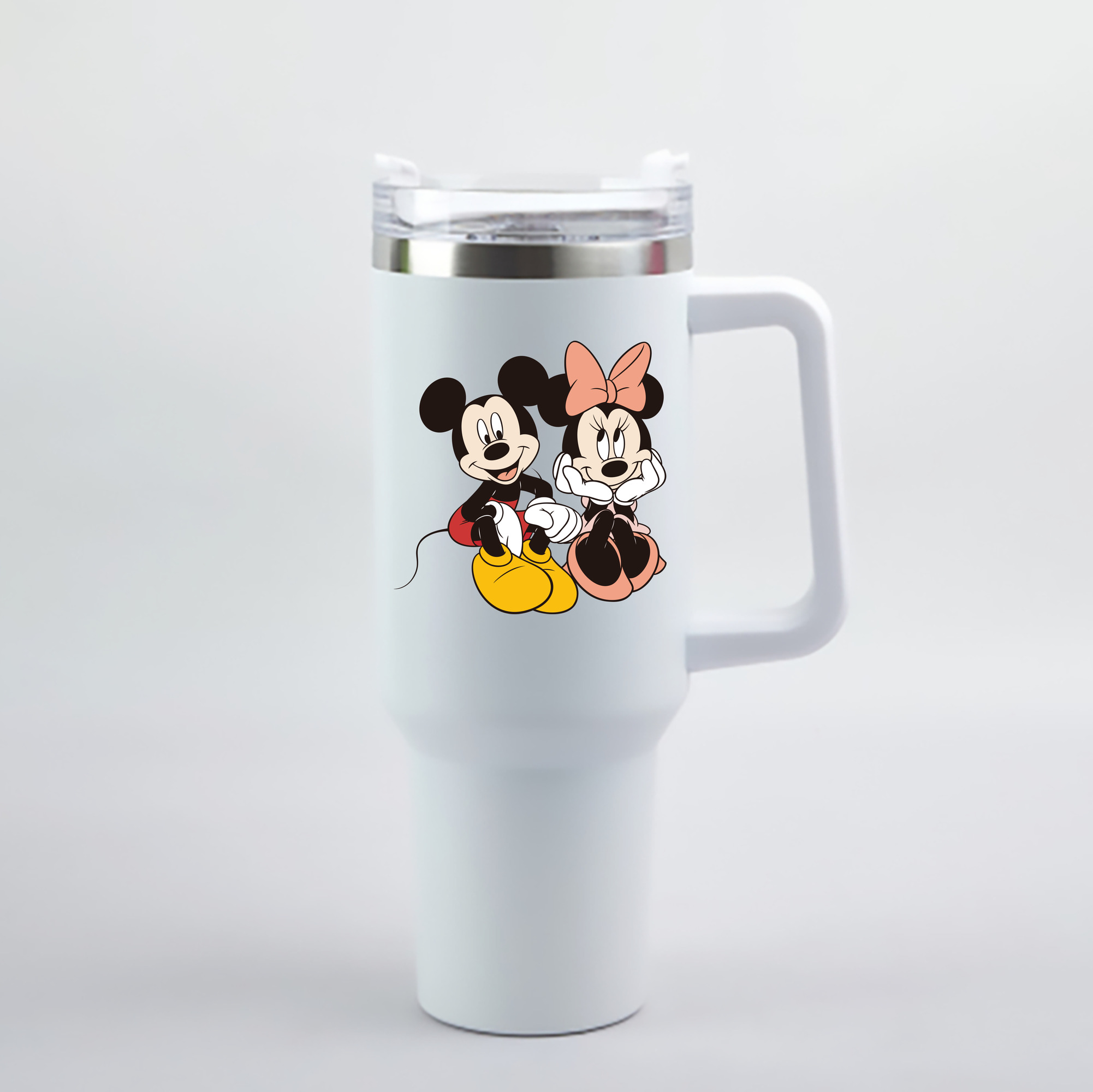 （画像用） ミッキーマウス Mickey Mouse 1200mL車用タンブラー - クリスタルステッカー（プラスチックストロー付き）