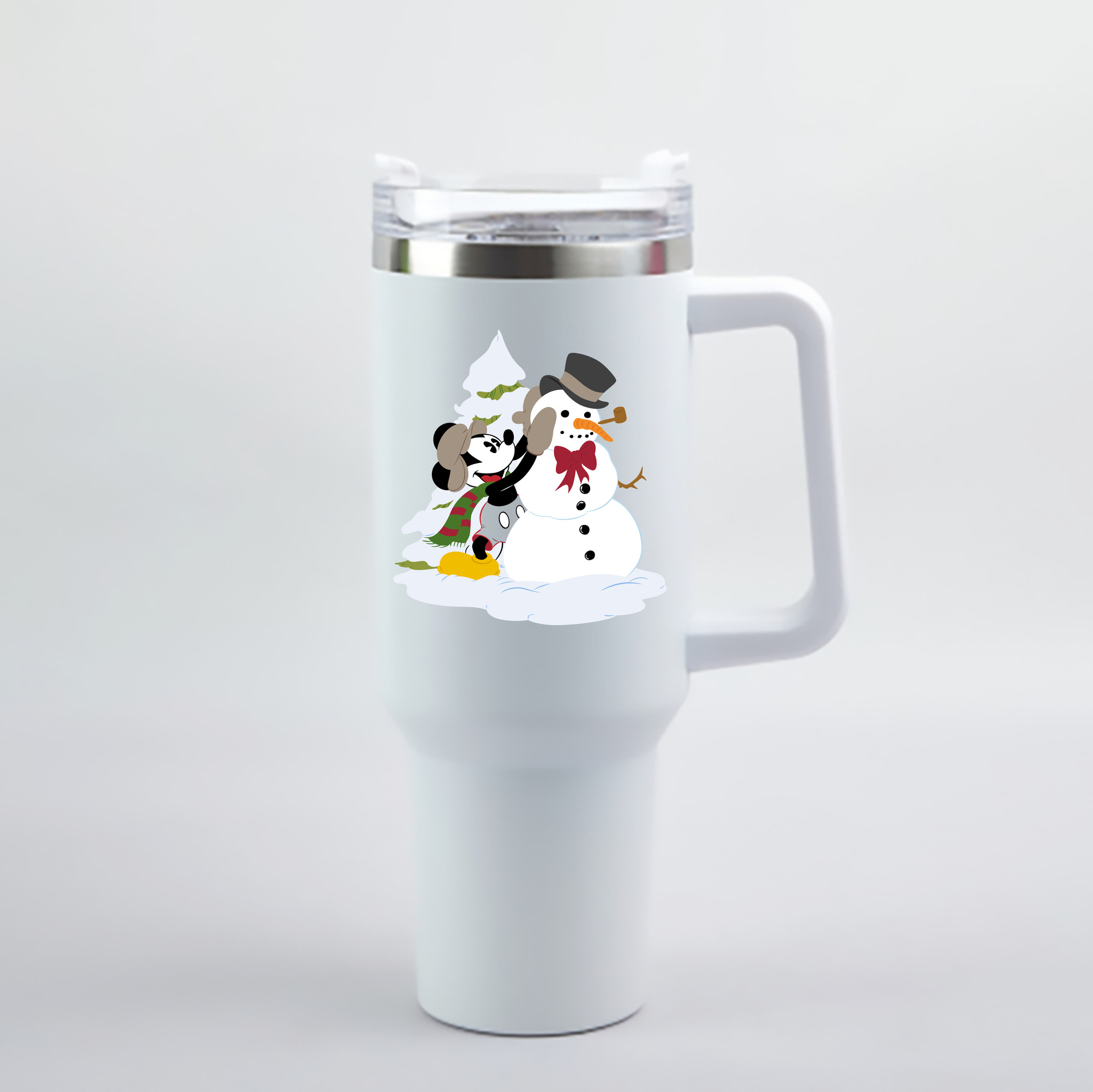（画像用） ミッキーマウス Mickey Mouse 1200mL車用タンブラー - クリスタルステッカー（プラスチックストロー付き）