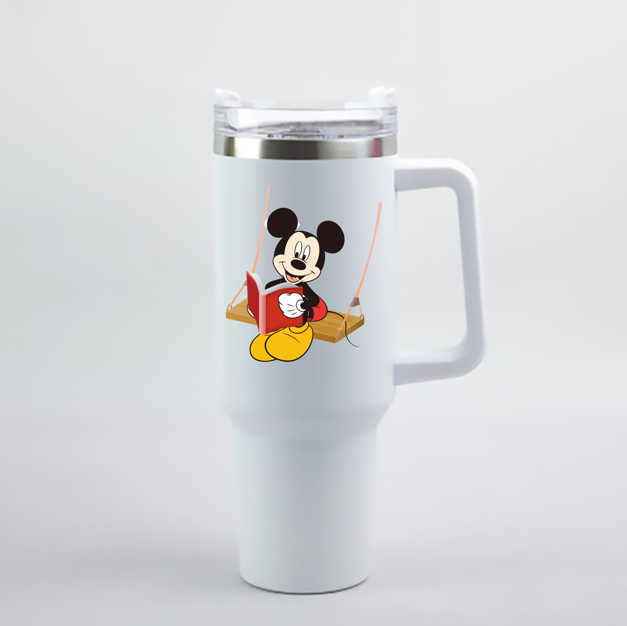 （画像用） ミッキーマウス Mickey Mouse 1200mL車用タンブラー - クリスタルステッカー（プラスチックストロー付き）