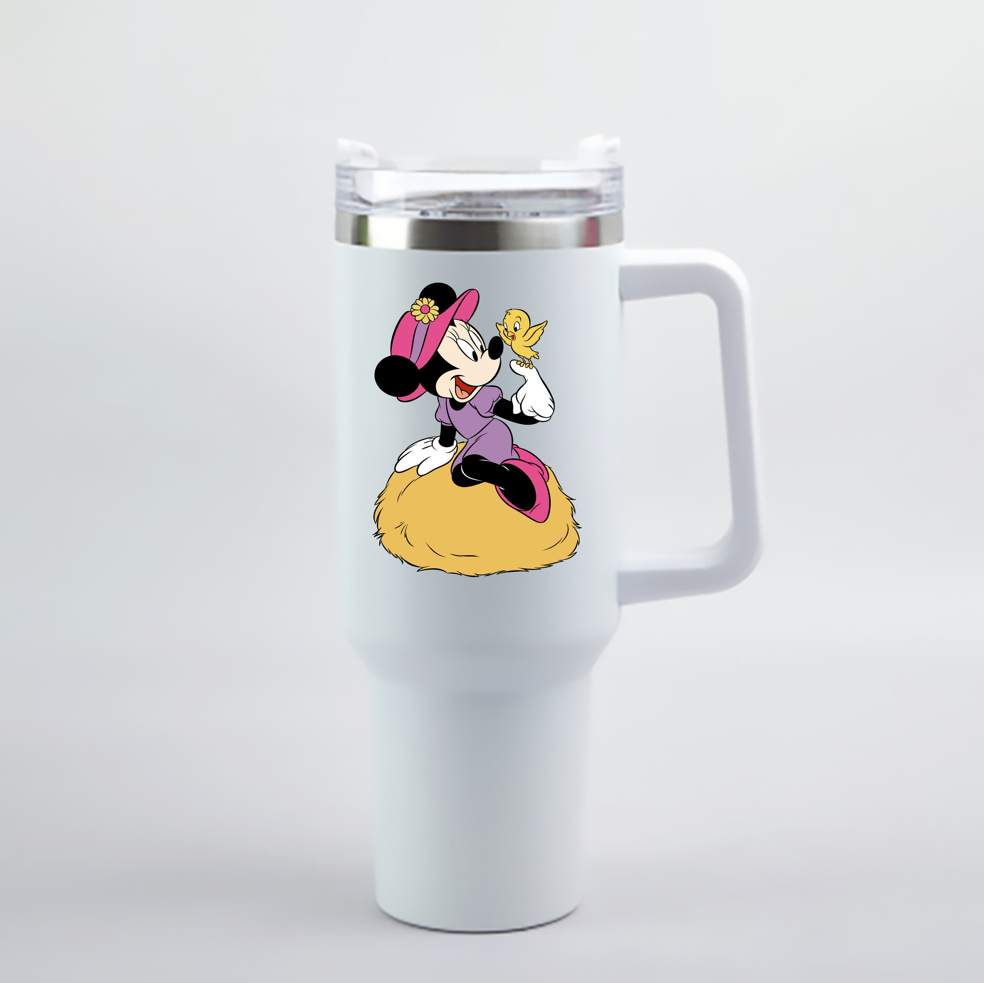 （画像用） ミッキーマウス Mickey Mouse 1200mL車用タンブラー - クリスタルステッカー（プラスチックストロー付き）