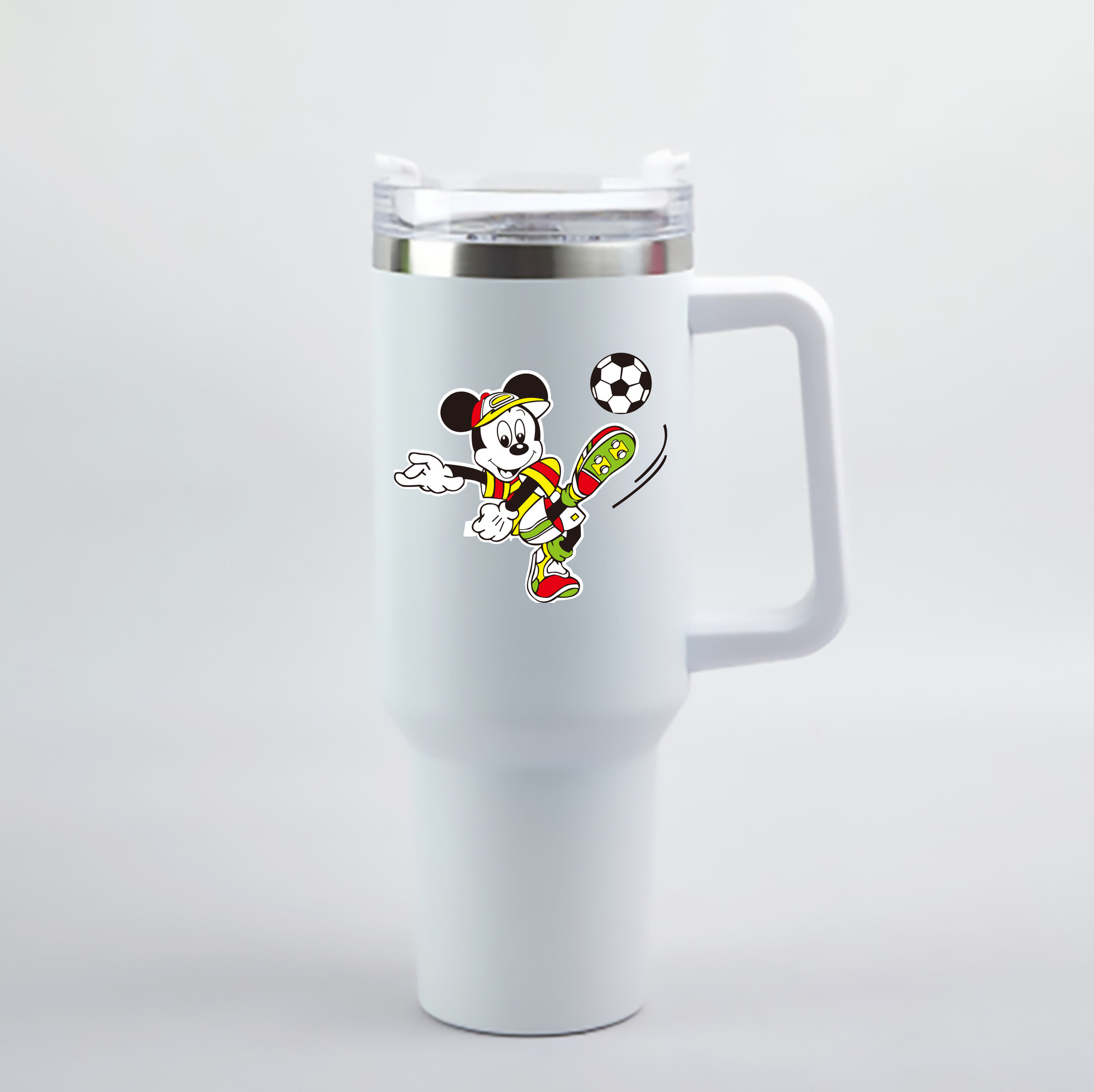 （画像用） ミッキーマウス Mickey Mouse 1200mL車用タンブラー - クリスタルステッカー（プラスチックストロー付き）
