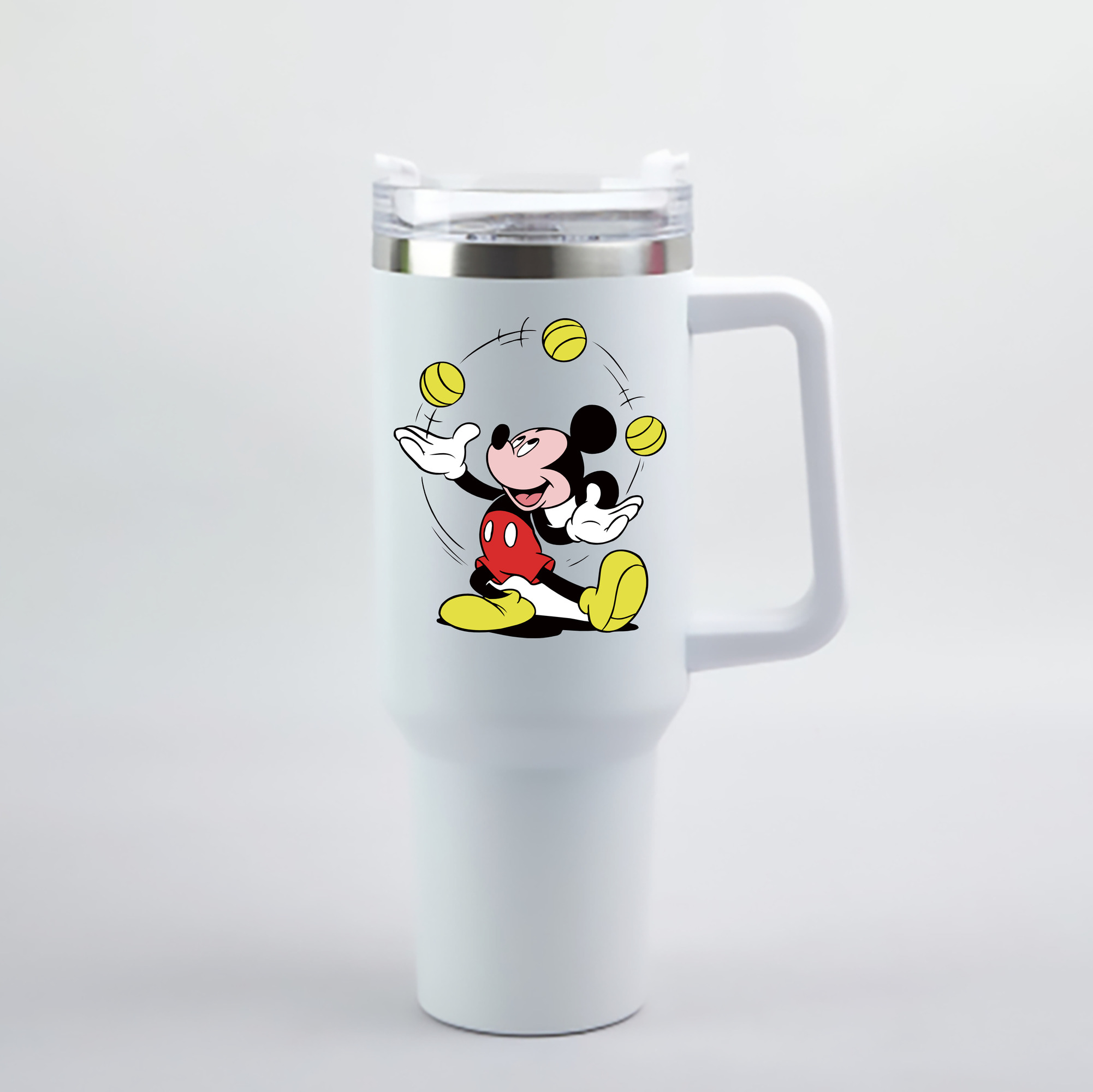 （画像用） ミッキーマウス Mickey Mouse 1200mL車用タンブラー - クリスタルステッカー（プラスチックストロー付き）