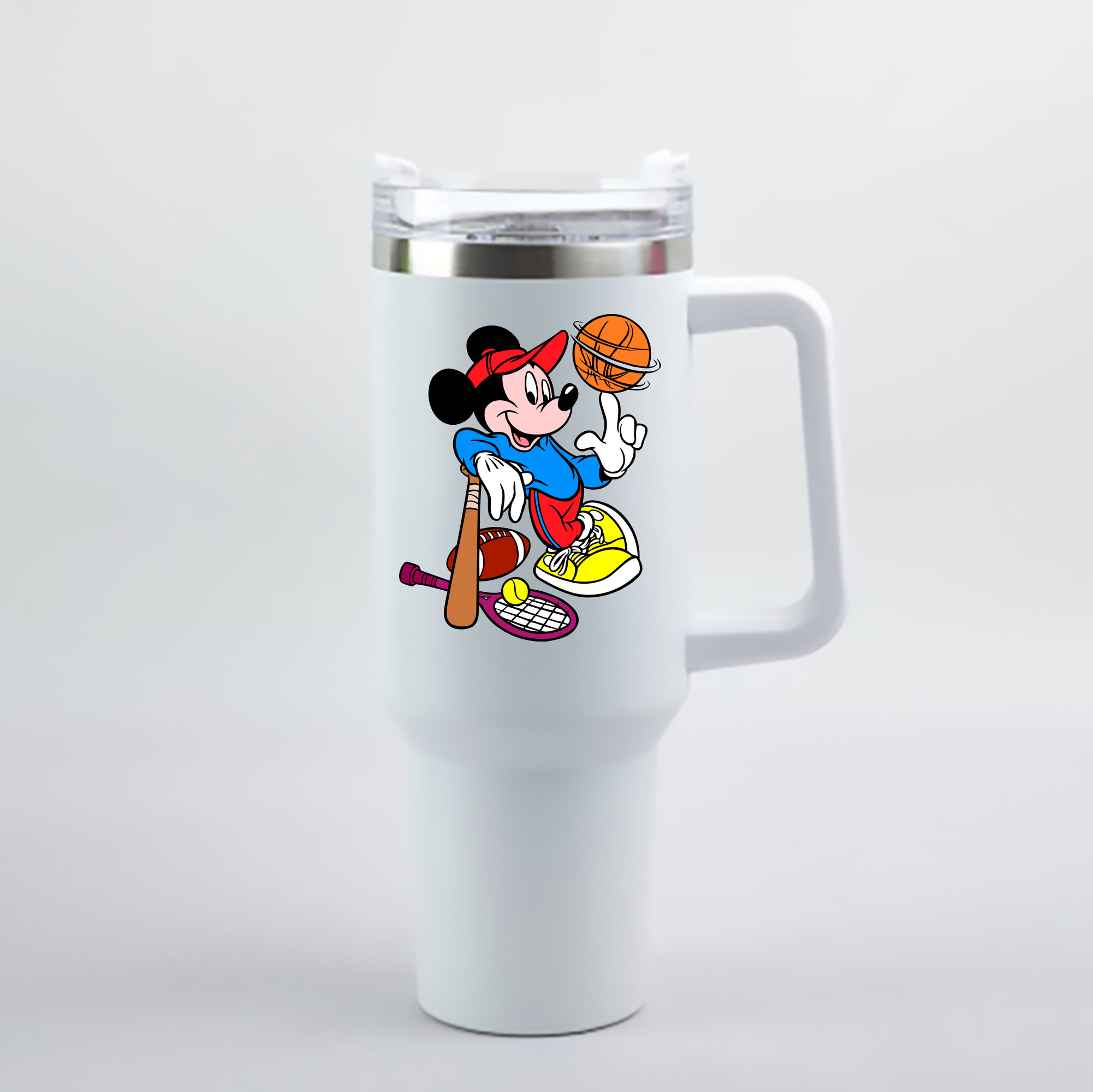 （画像用） ミッキーマウス Mickey Mouse 1200mL車用タンブラー - クリスタルステッカー（プラスチックストロー付き）