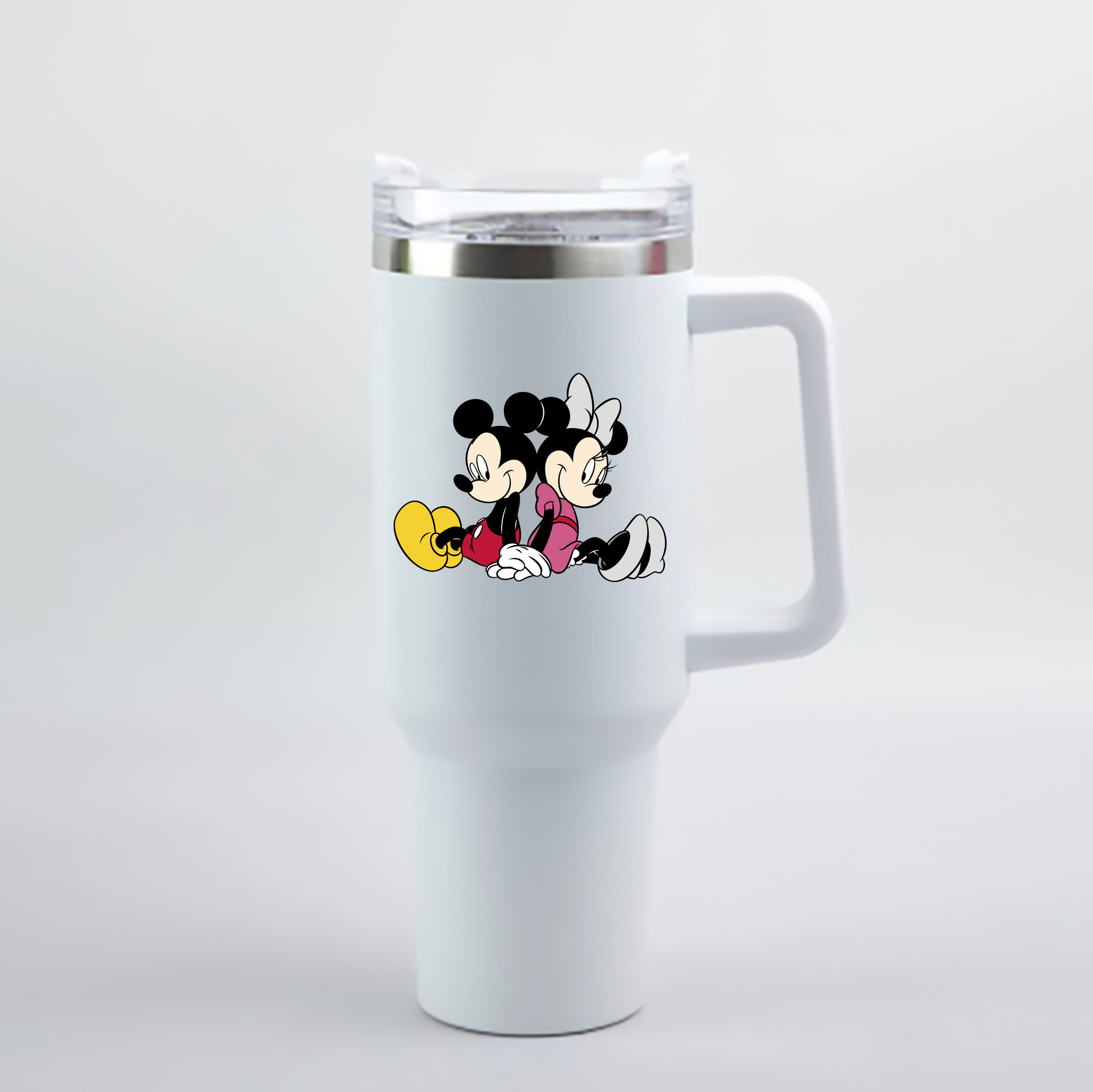 （画像用） ミッキーマウス Mickey Mouse 1200mL車用タンブラー - クリスタルステッカー（プラスチックストロー付き）