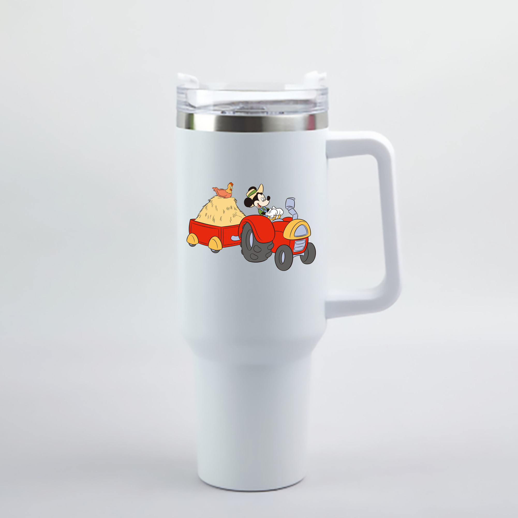 （画像用） ミッキーマウス Mickey Mouse 1200mL車用タンブラー - クリスタルステッカー（プラスチックストロー付き）