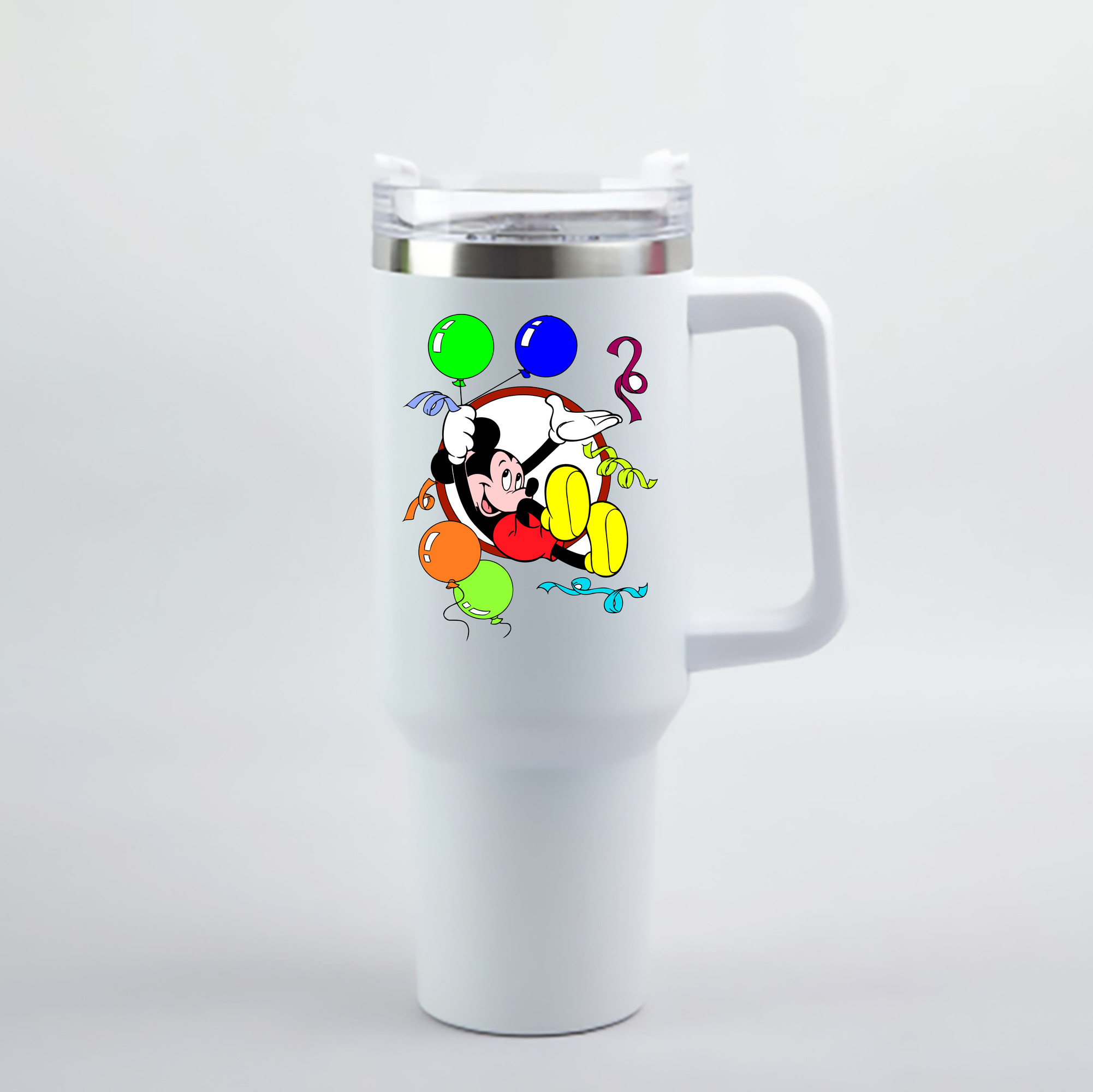 （画像用） ミッキーマウス Mickey Mouse 1200mL車用タンブラー - クリスタルステッカー（プラスチックストロー付き）