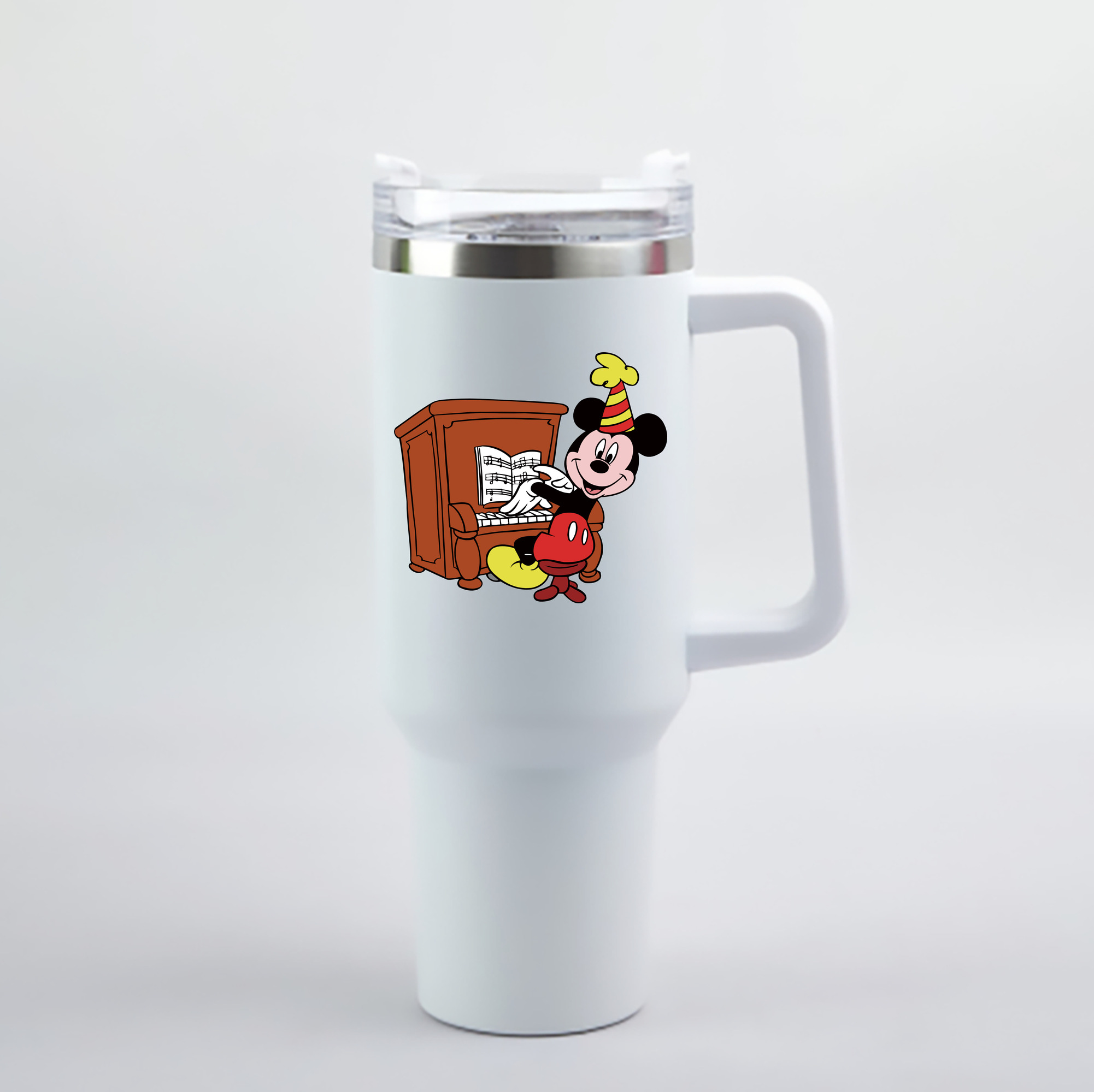 （画像用） ミッキーマウス Mickey Mouse 1200mL車用タンブラー - クリスタルステッカー（プラスチックストロー付き）