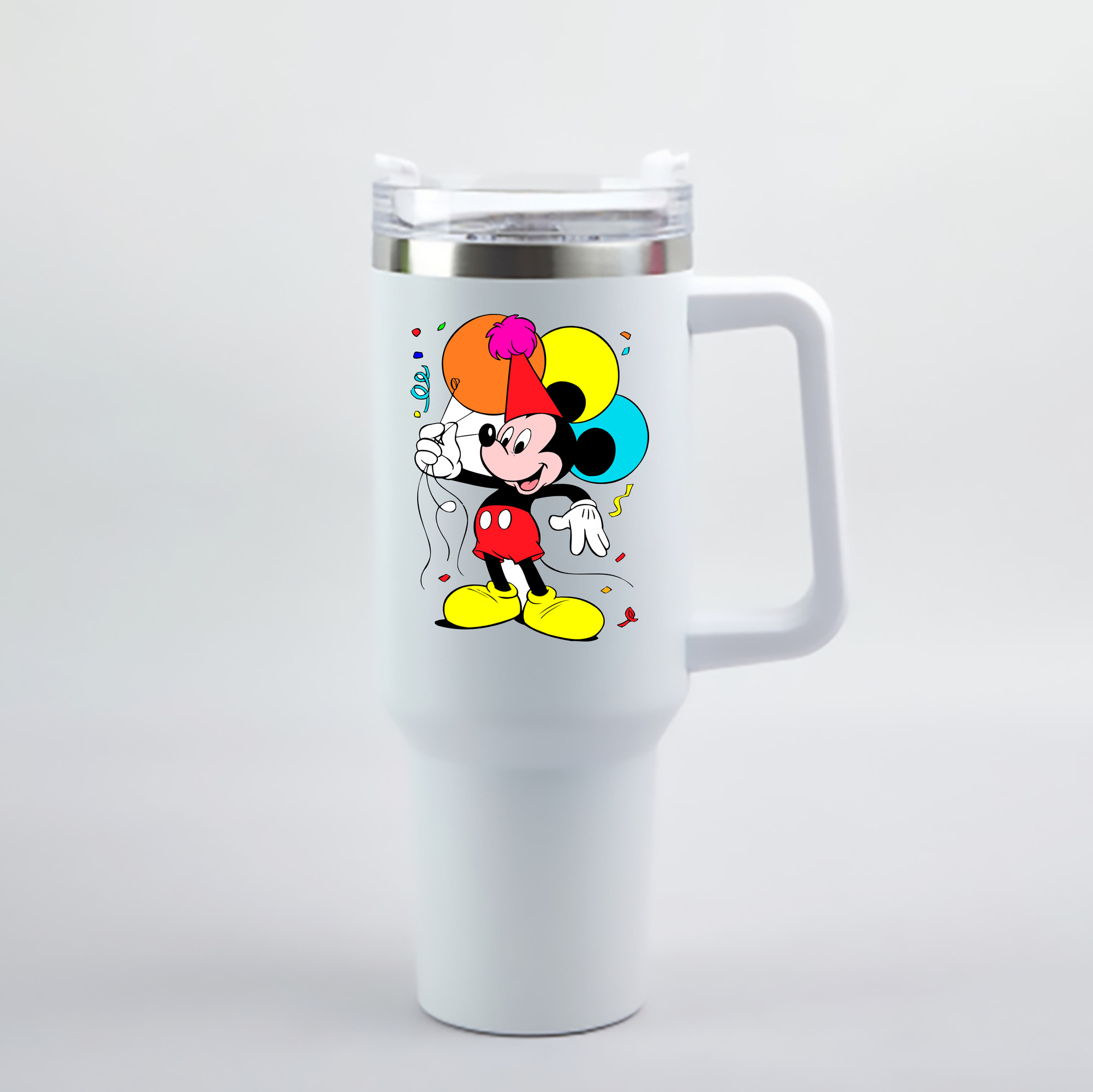 （画像用） ミッキーマウス Mickey Mouse 1200mL車用タンブラー - クリスタルステッカー（プラスチックストロー付き）