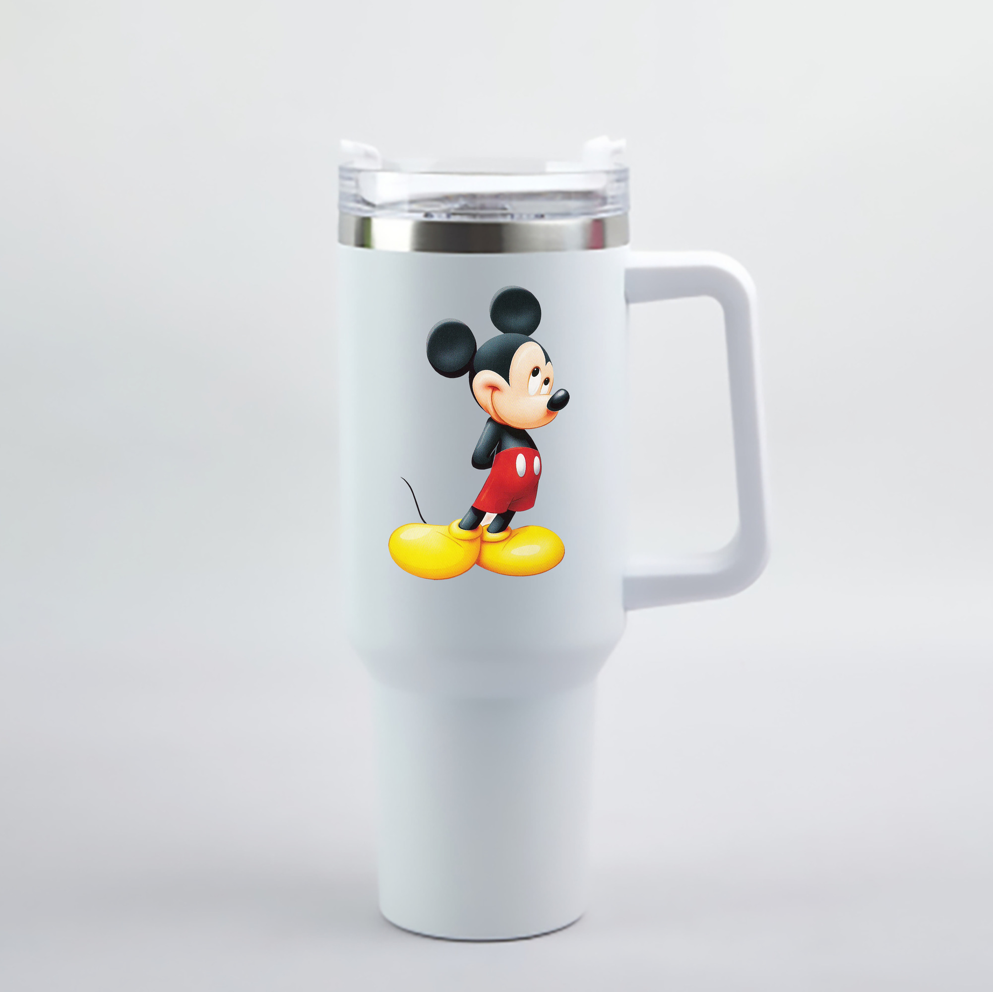 （画像用） ミッキーマウス Mickey Mouse 1200mL車用タンブラー - クリスタルステッカー（プラスチックストロー付き）