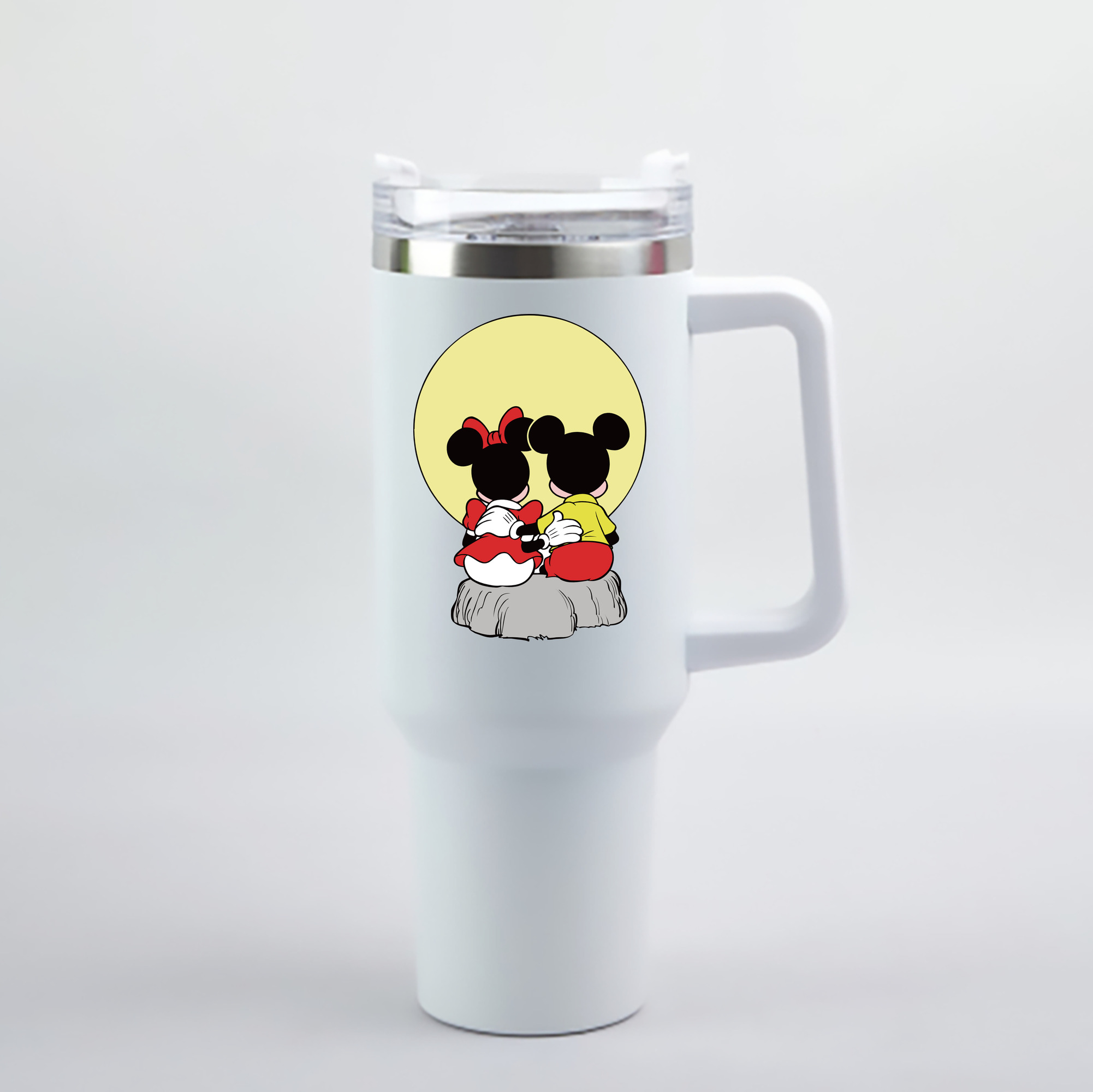 （画像用） ミッキーマウス Mickey Mouse 1200mL車用タンブラー - クリスタルステッカー（プラスチックストロー付き）