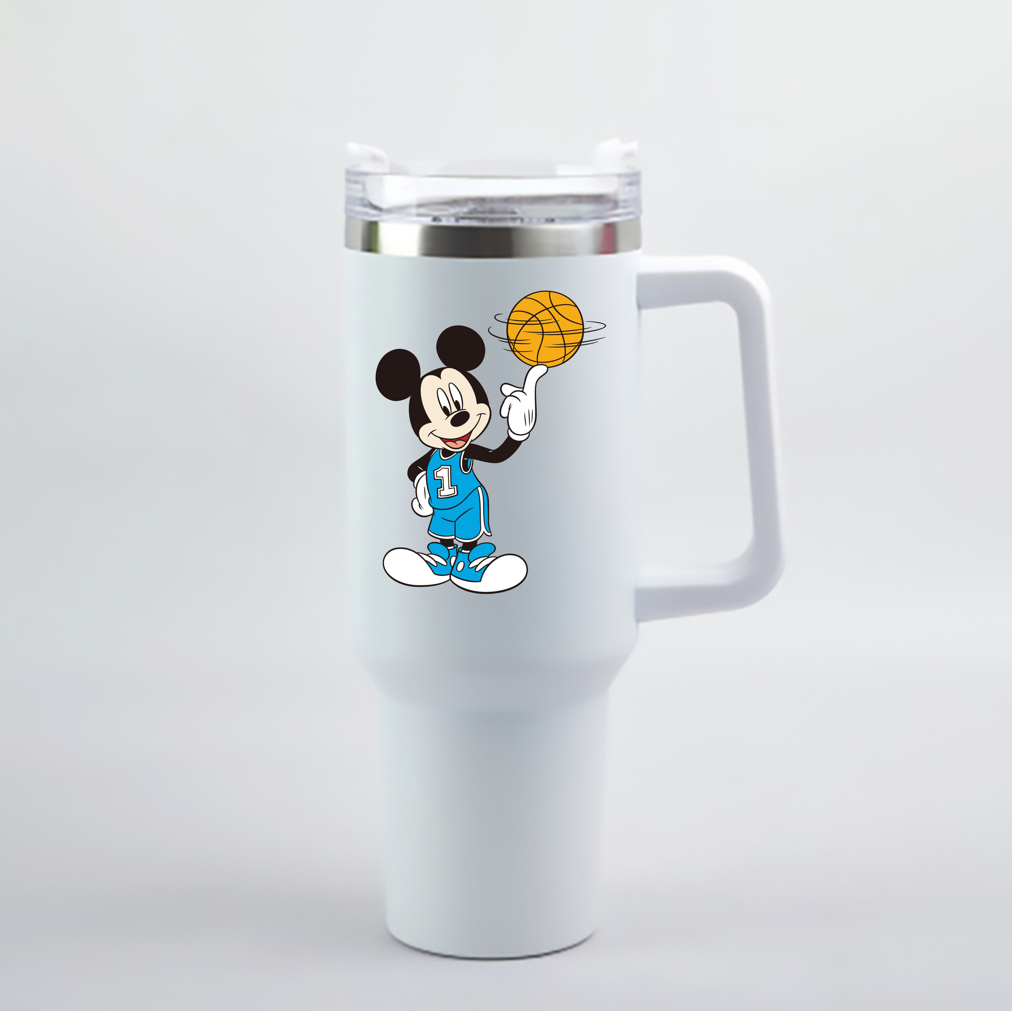 （画像用） ミッキーマウス Mickey Mouse 1200mL車用タンブラー - クリスタルステッカー（プラスチックストロー付き）