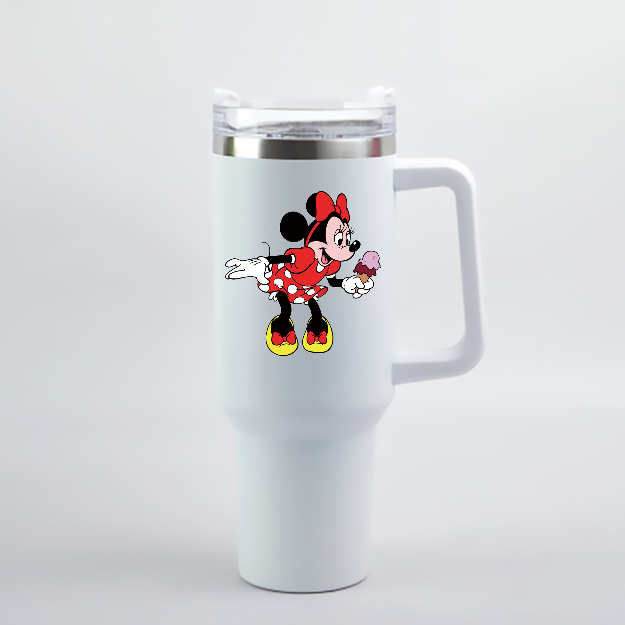 （画像用） ミッキーマウス Mickey Mouse 1200mL車用タンブラー - クリスタルステッカー（プラスチックストロー付き）