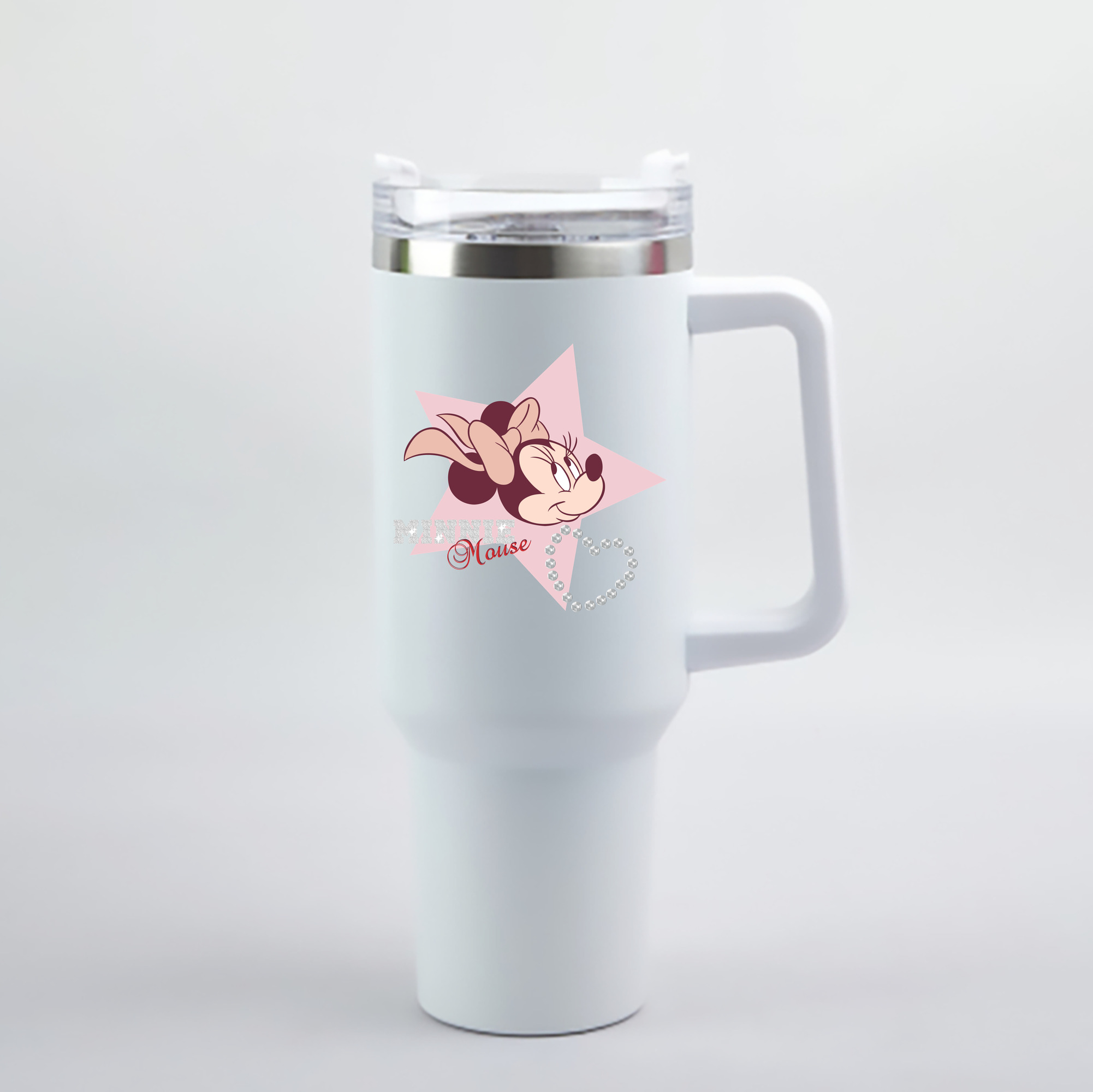 （画像用） ミッキーマウス Mickey Mouse 1200mL車用タンブラー - クリスタルステッカー（プラスチックストロー付き）